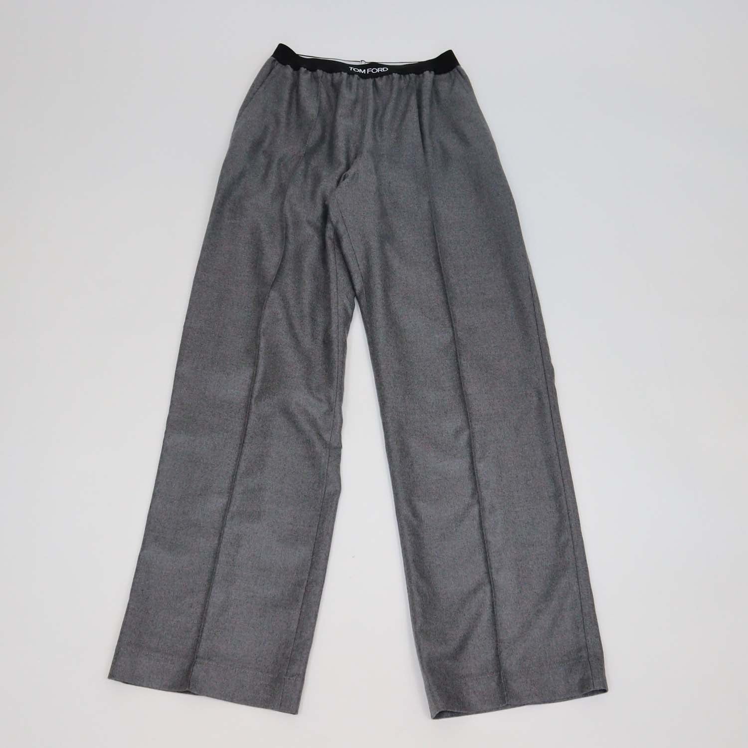 Tom Ford Grey Cashmere Logo-Waistband Track Pants