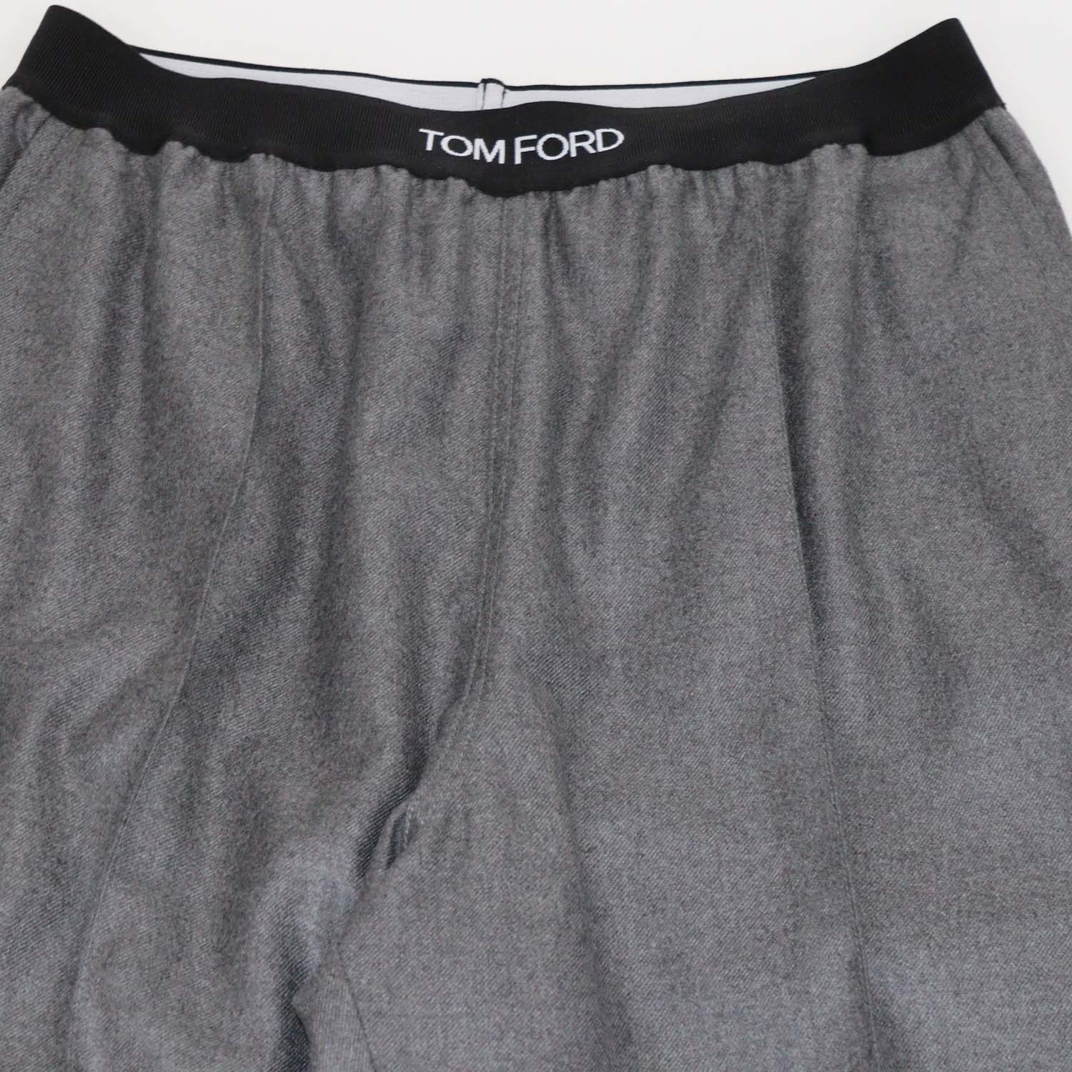 Tom Ford Grey Cashmere Logo-Waistband Track Pants