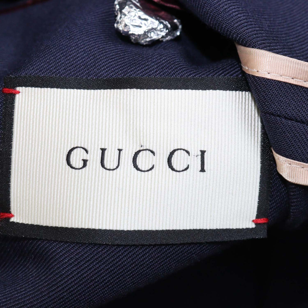 Gucci Navy Blue Blend Fabric Pocket Emblem Embroidered Single Breasted Blazer