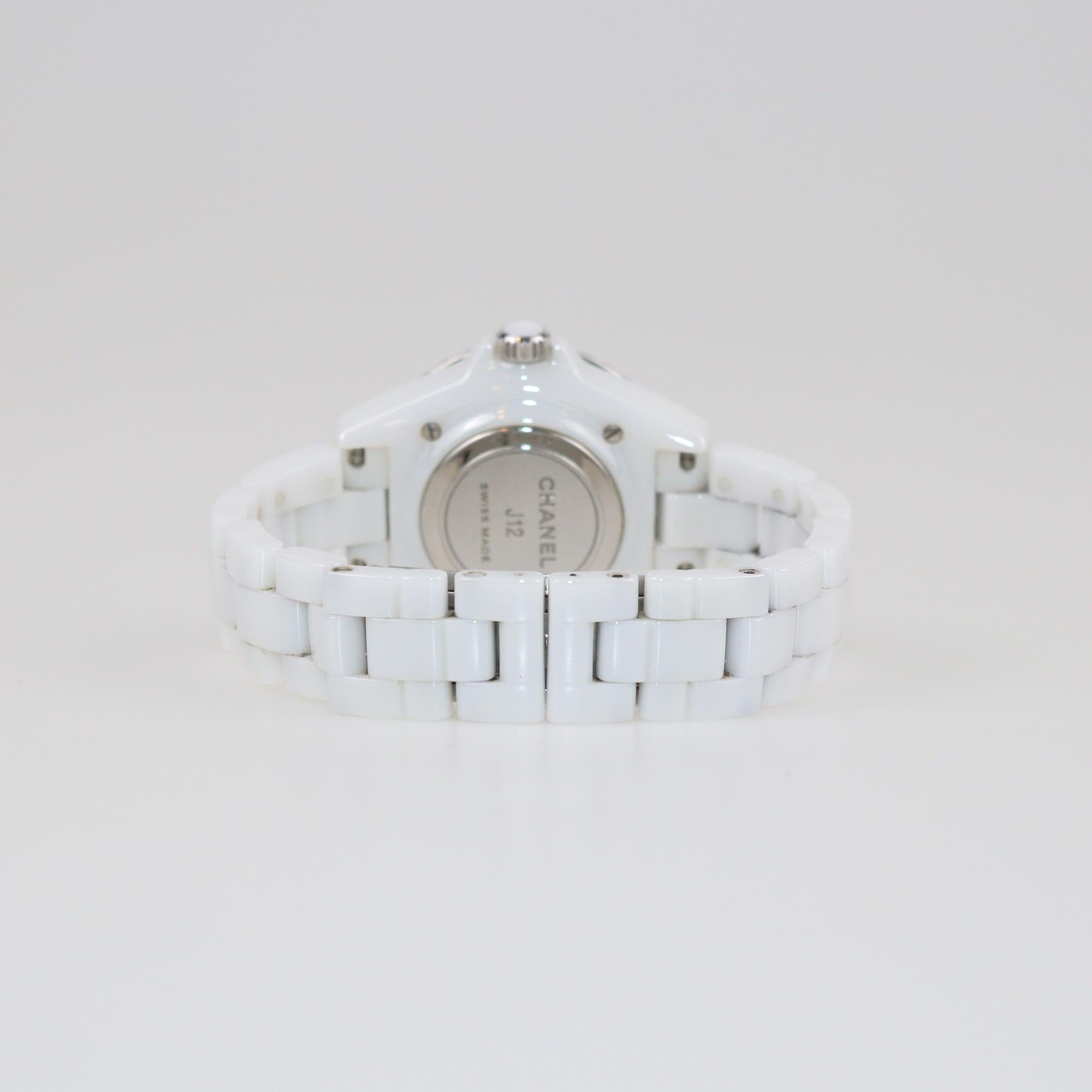 Chanel White Ceramic Stainless Steel J12 H6345 Women's Wristwatch 33 mm Womens Chanel