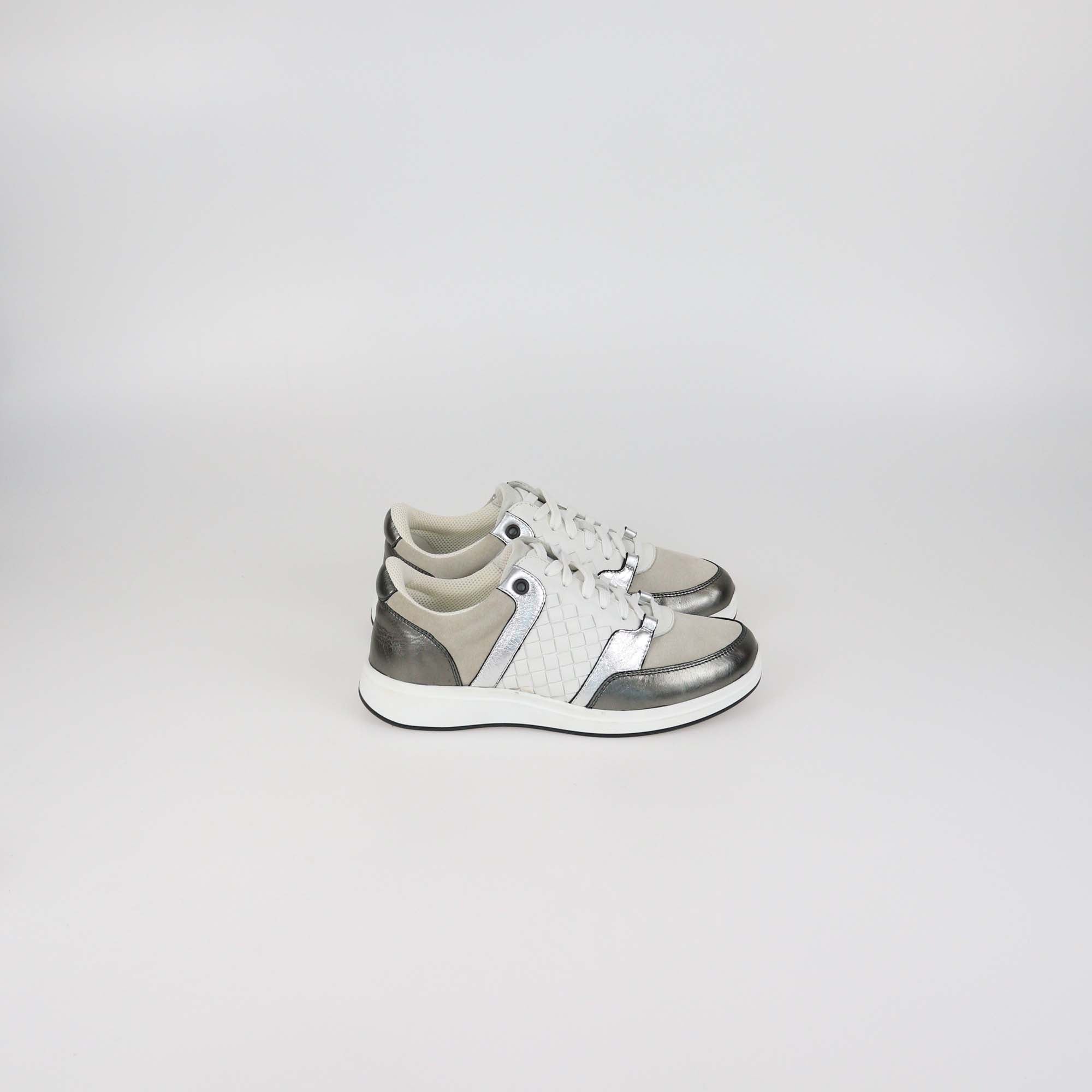 Bottega Veneta Multicolor Intrecciato Leather & Suede Lace Up Sneakers