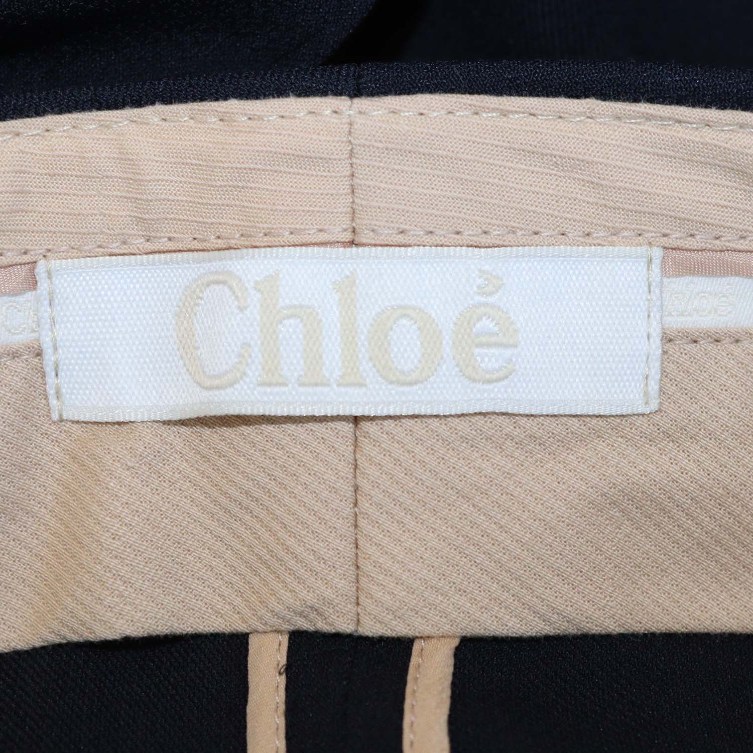 Chloe Navy Viscose Blend Straight Leg Pants