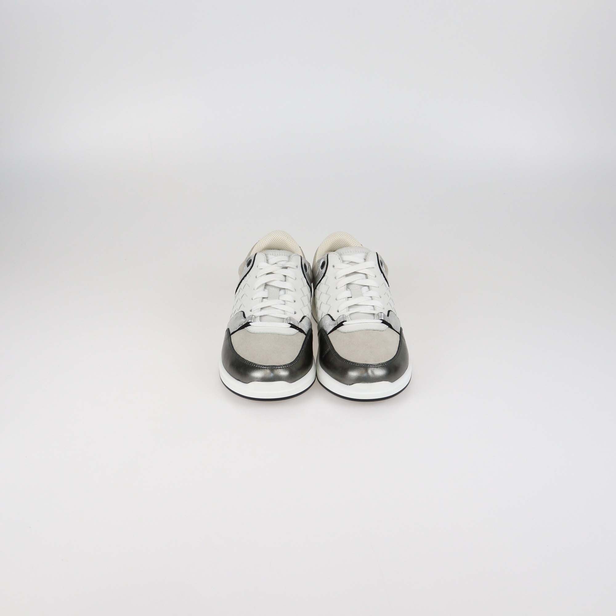 Bottega Veneta Multicolor Intrecciato Leather & Suede Lace Up Sneakers