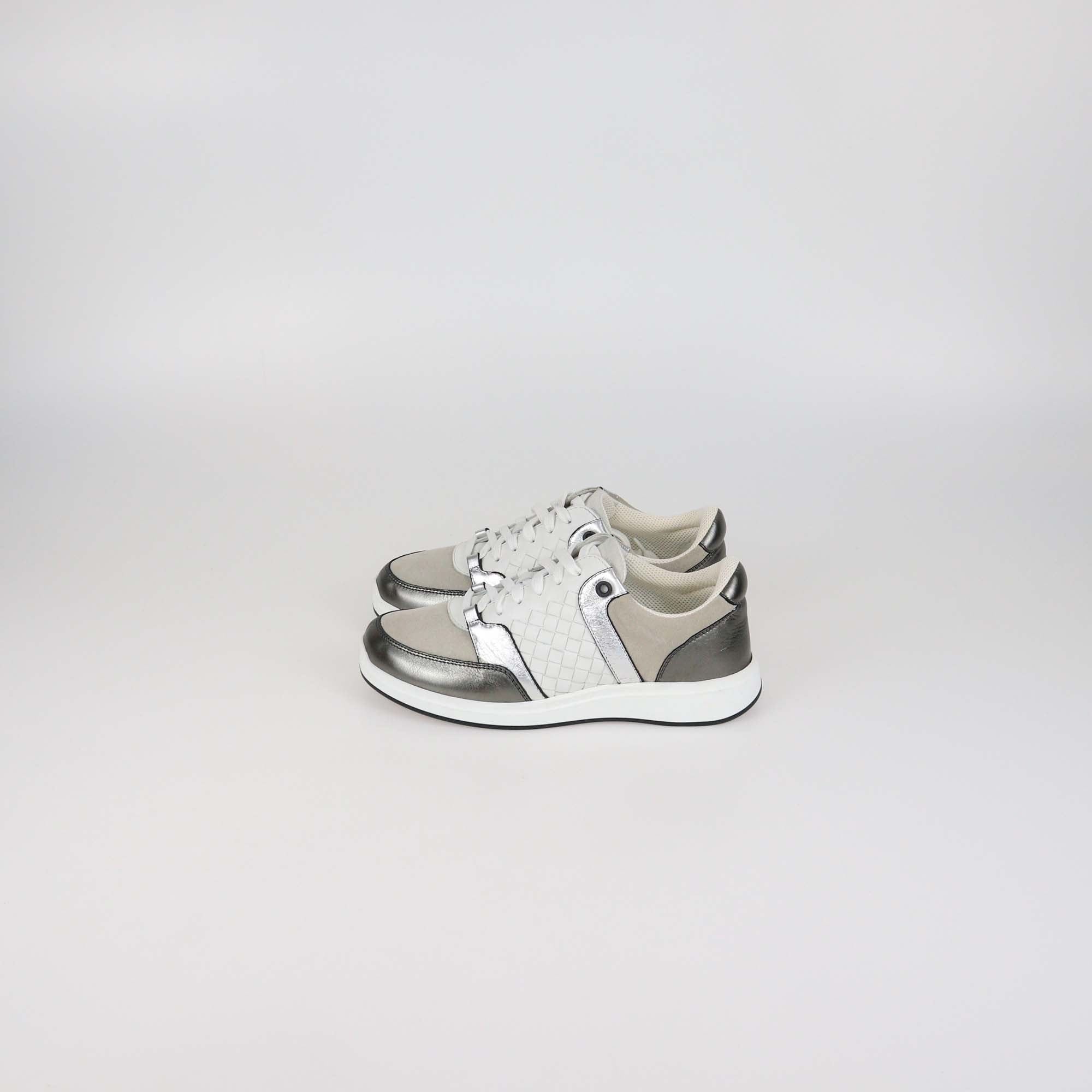 Bottega Veneta Multicolor Intrecciato Leather & Suede Lace Up Sneakers