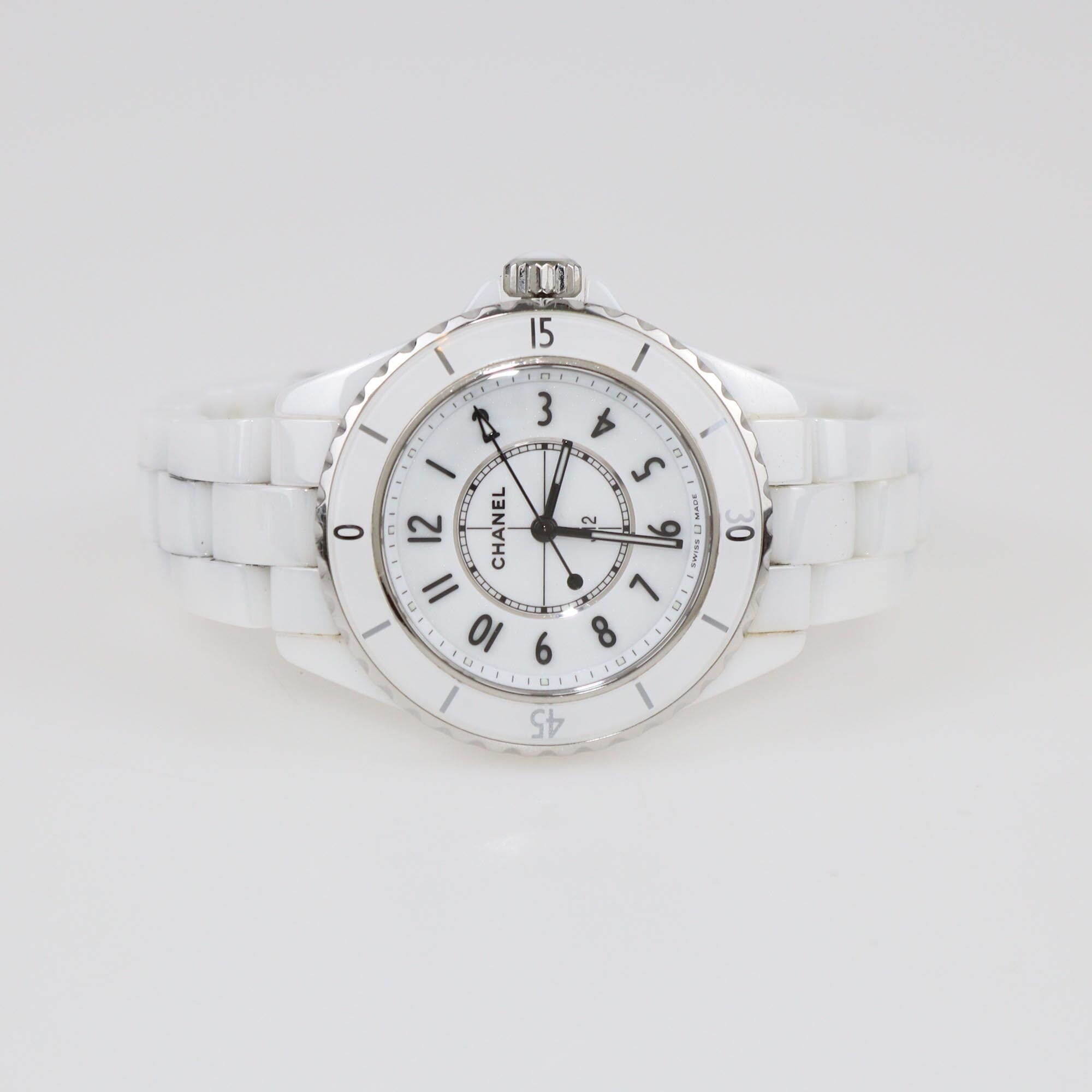 Chanel White Ceramic Stainless Steel J12 H6345 Women's Wristwatch 33 mm Womens Chanel