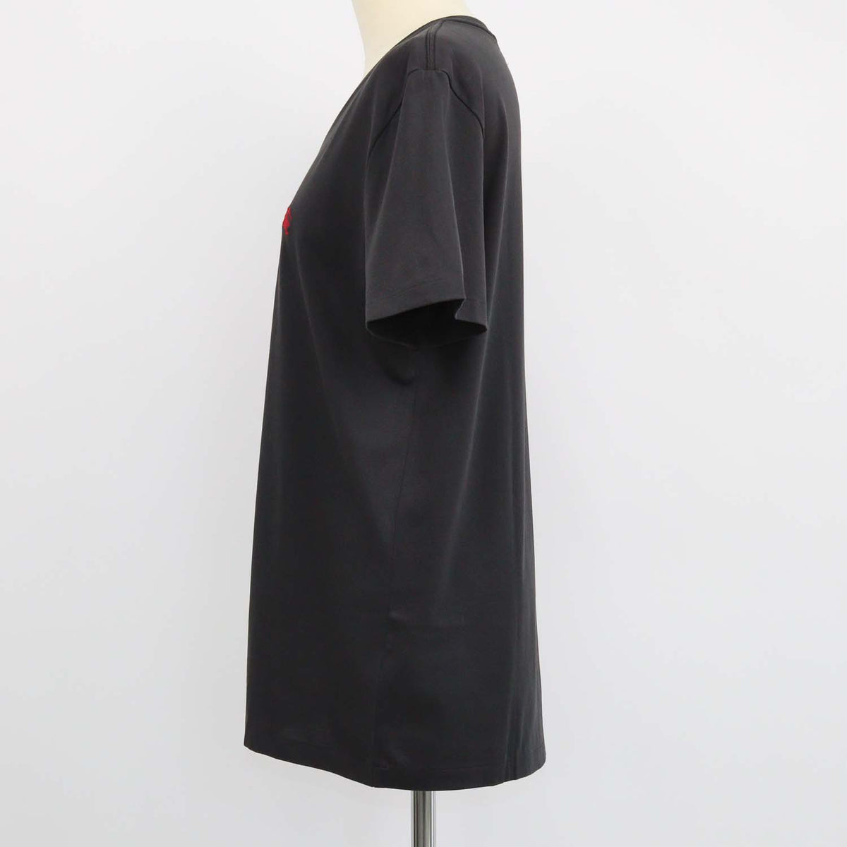 Burberry Black Cotton Logo Embroidered V Neck T-Shirt