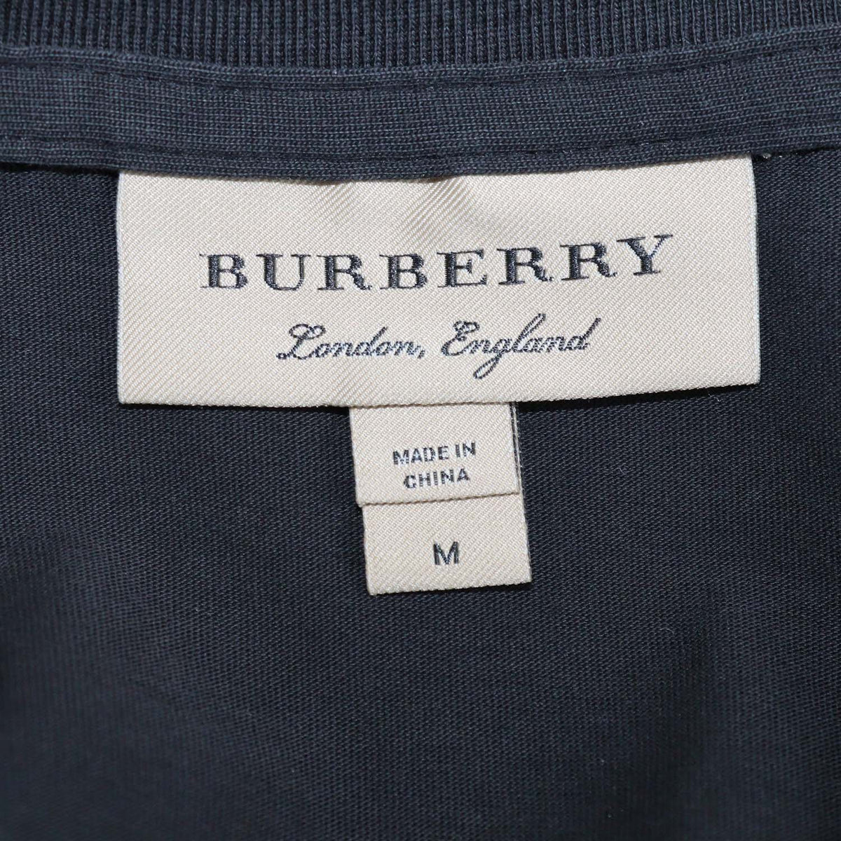 Burberry Black Cotton Logo Embroidered V Neck T-Shirt