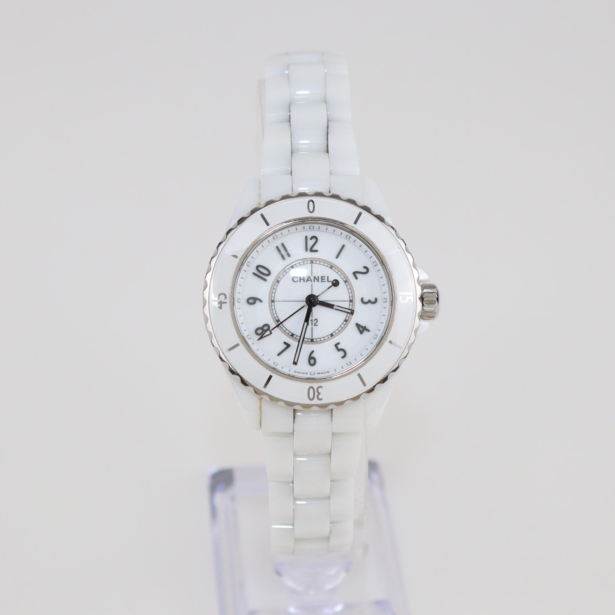 Chanel White Ceramic Stainless Steel J12 H6345 Women's Wristwatch 33 mm Womens Chanel