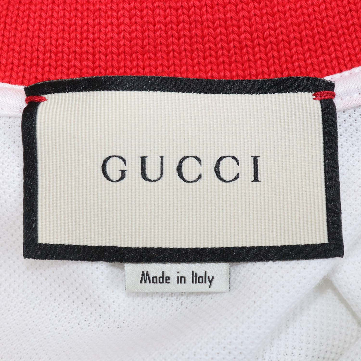 Gucci White Cotton Web Collar Knit Polo Shirt