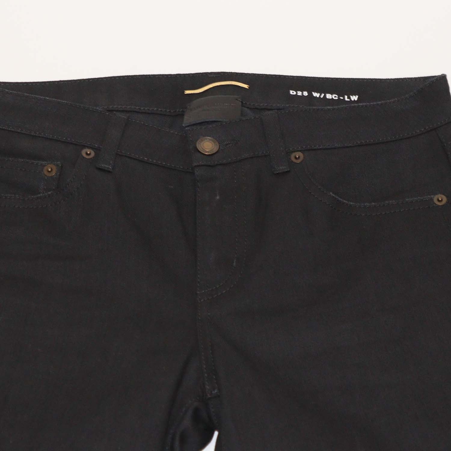 Saint Laurent Black Cotton Blend Cut-Off Bootcut Jeans