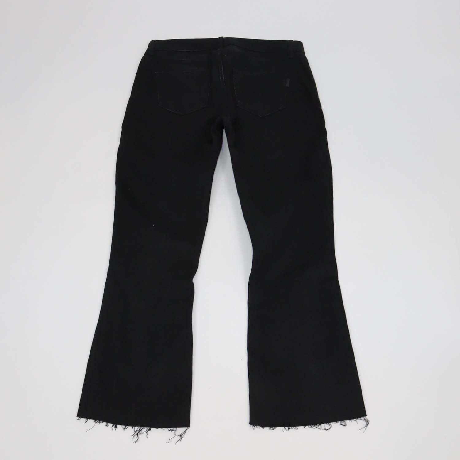 Saint Laurent Black Cotton Blend Cut-Off Bootcut Jeans