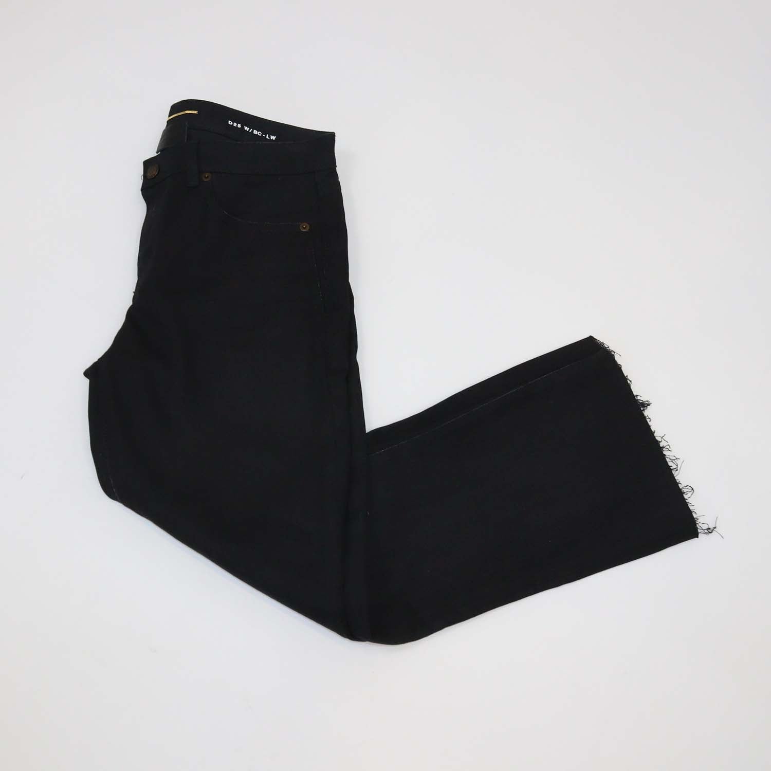 Saint Laurent Black Cotton Blend Cut-Off Bootcut Jeans
