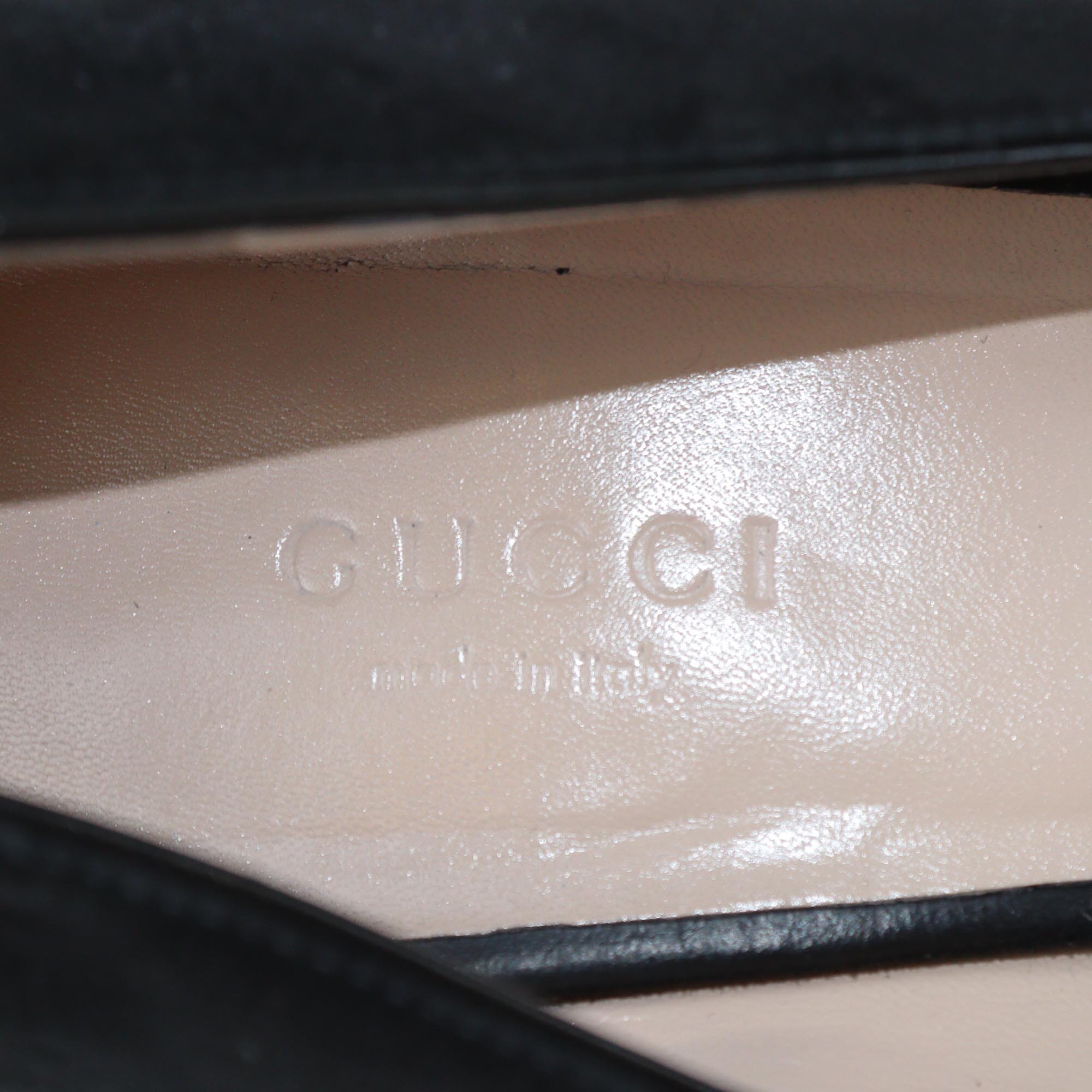 Gucci Black GG Marmont Fringe Block Heel Pumps Womens Gucci