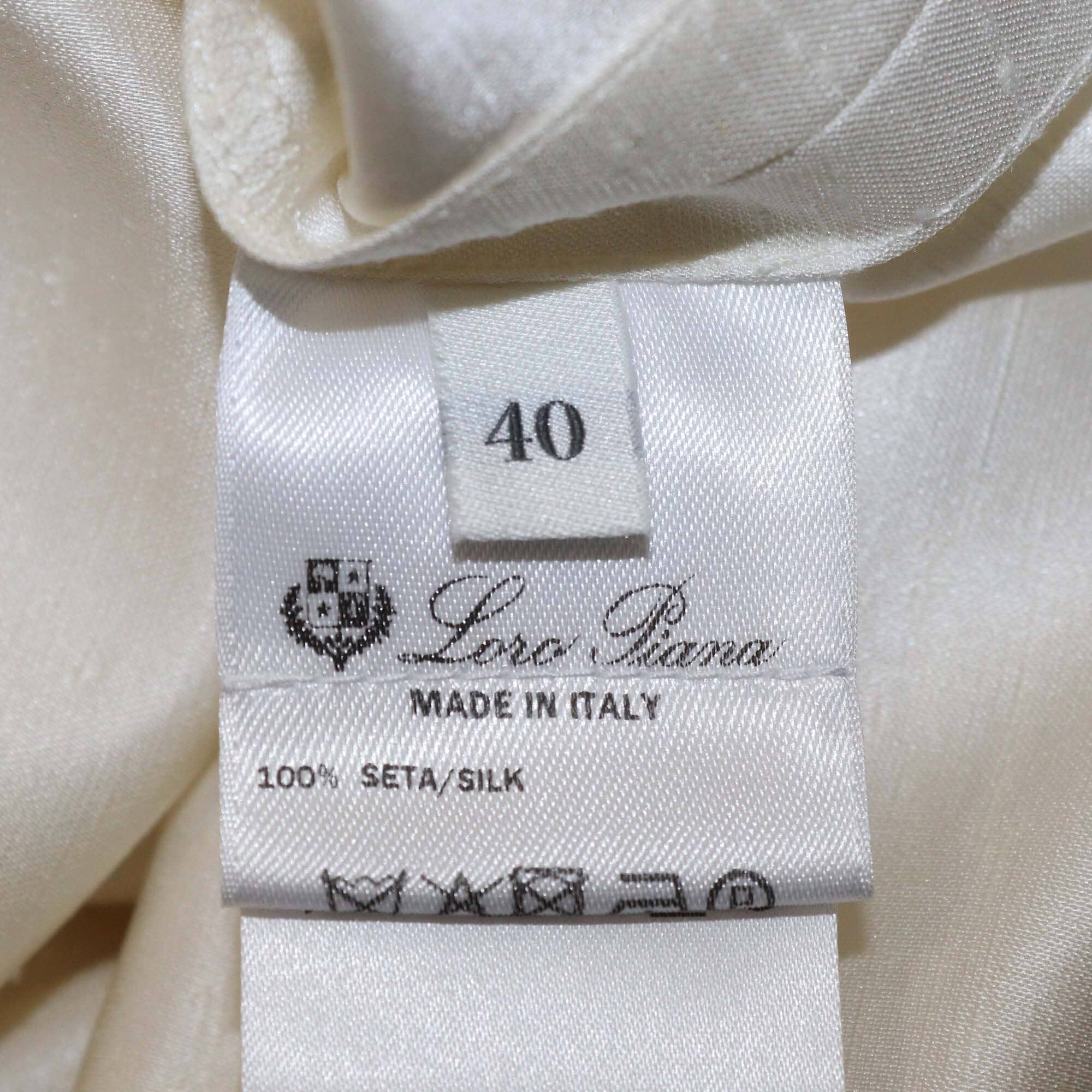 Loro Piana Cream Silk Jadyn Short Sleeve Shirt Womens Loro Piana