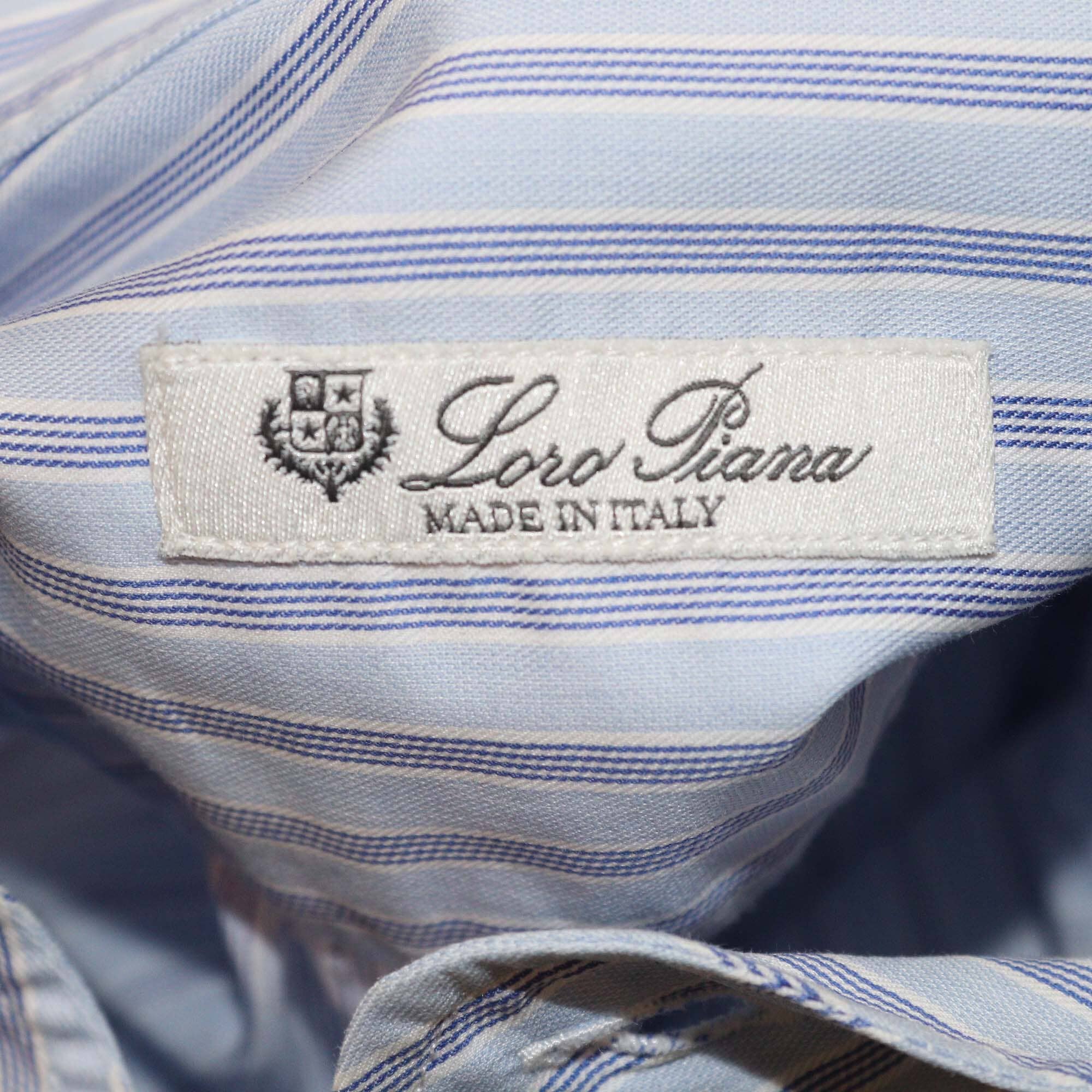 Loro Piana Blue Cotton Catlin Stripe Long Sleeve Tunic Dress Womens Loro Piana