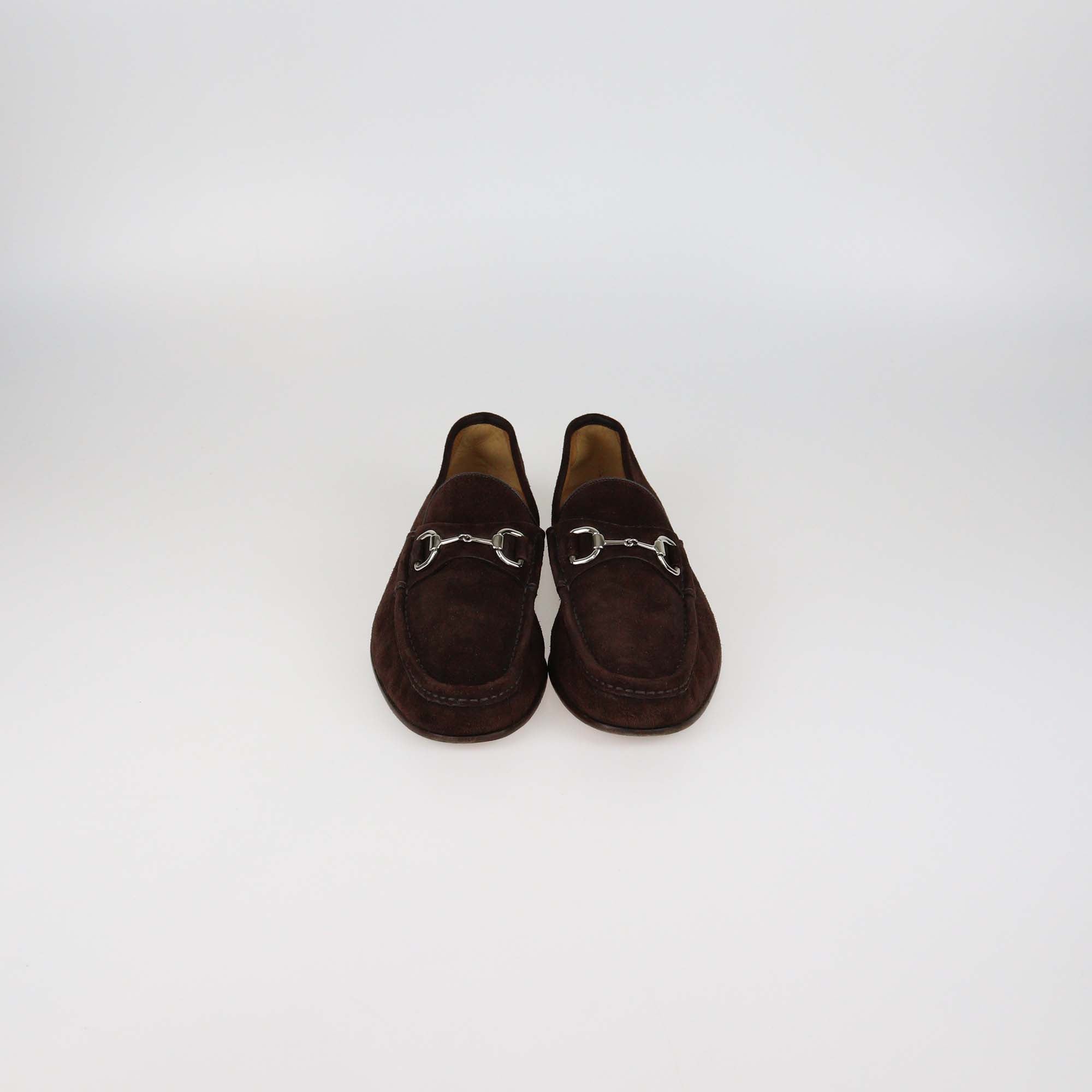 Gucci Dark Brown Suede Horsebit Loafers
