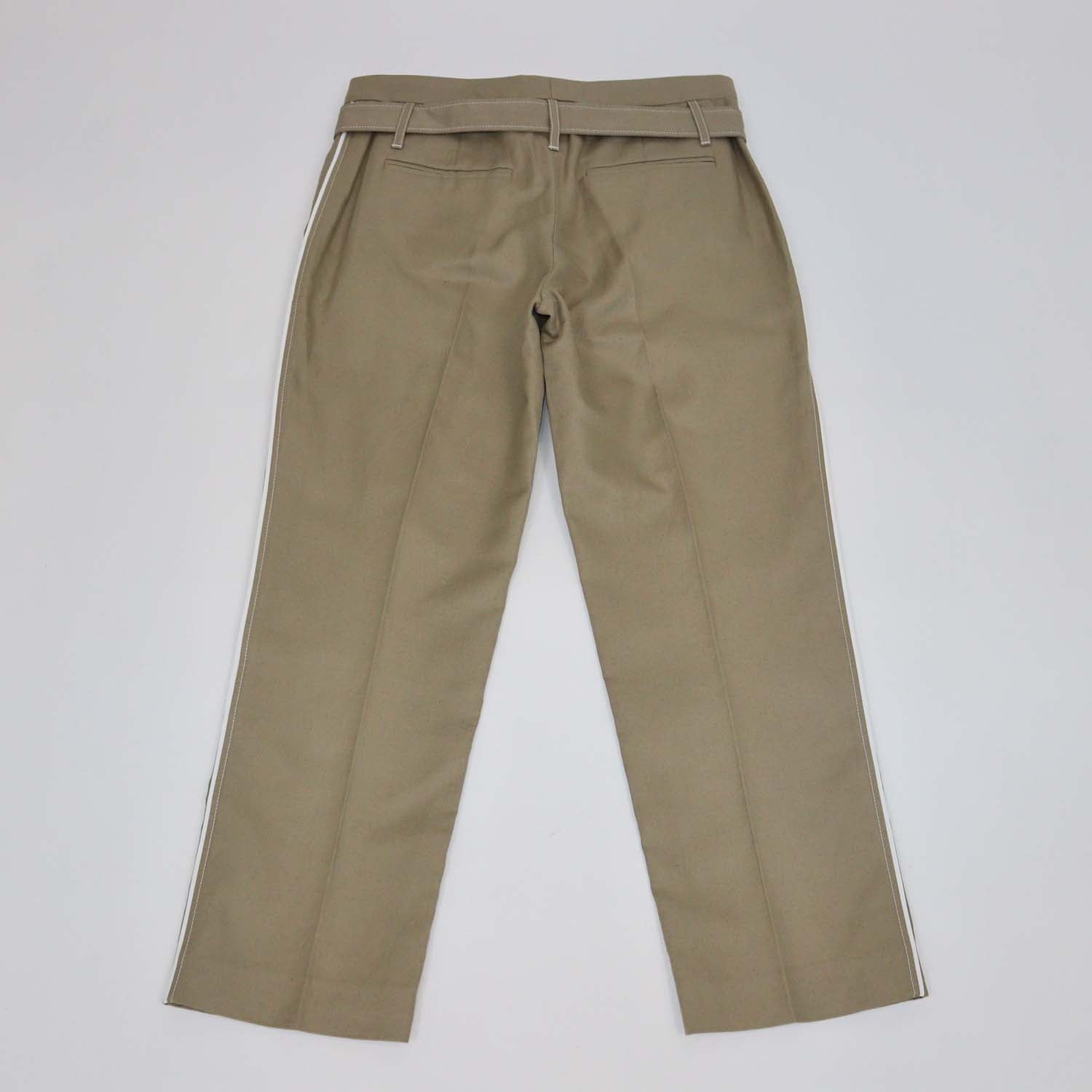 Brunello Cucinelli Beige Linen Blend Belted Straight Leg Pants