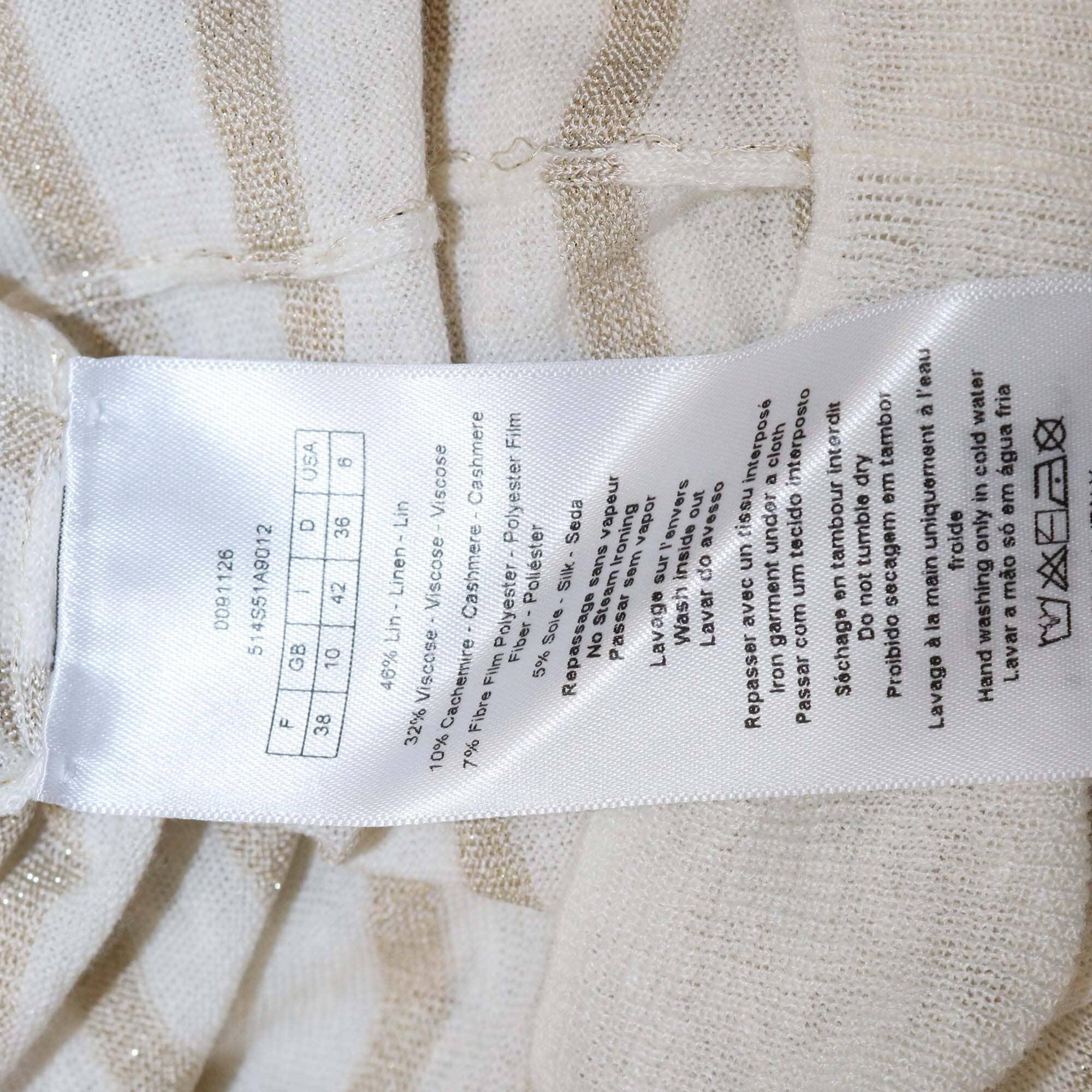 Christian Dior White/Gold Monochrome Stripe Around The World Star Print Sweater Womens Christian Dior