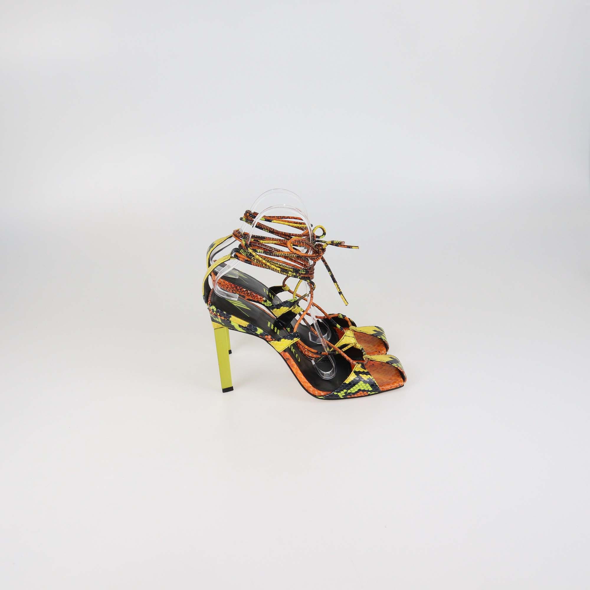 The Attico Multicolor Python Embossed Leather Adele Strappy Sandals