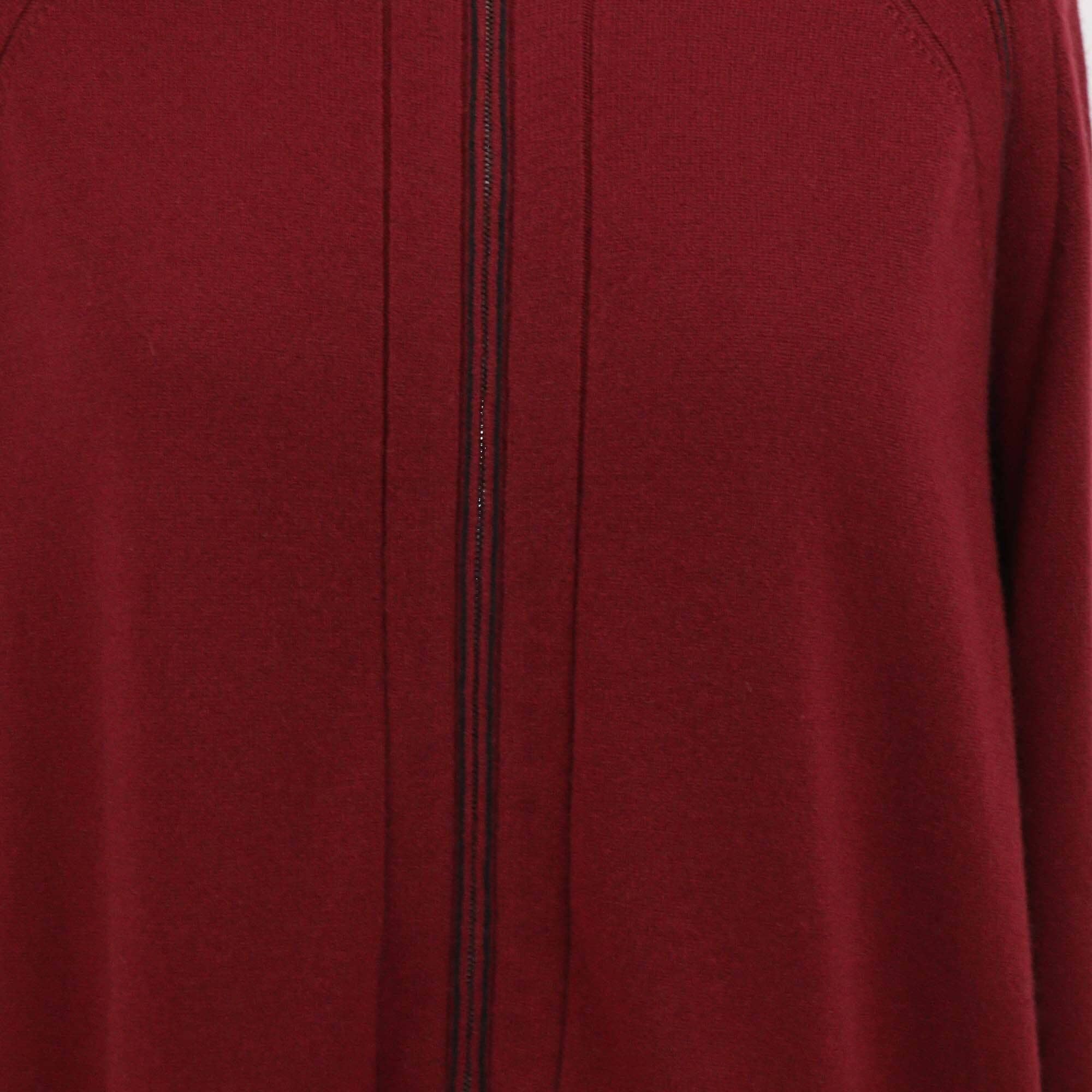 Loro Piana Maroon Baby Cashmere Knit Zip-Up Hoodie Womens Loro Piana
