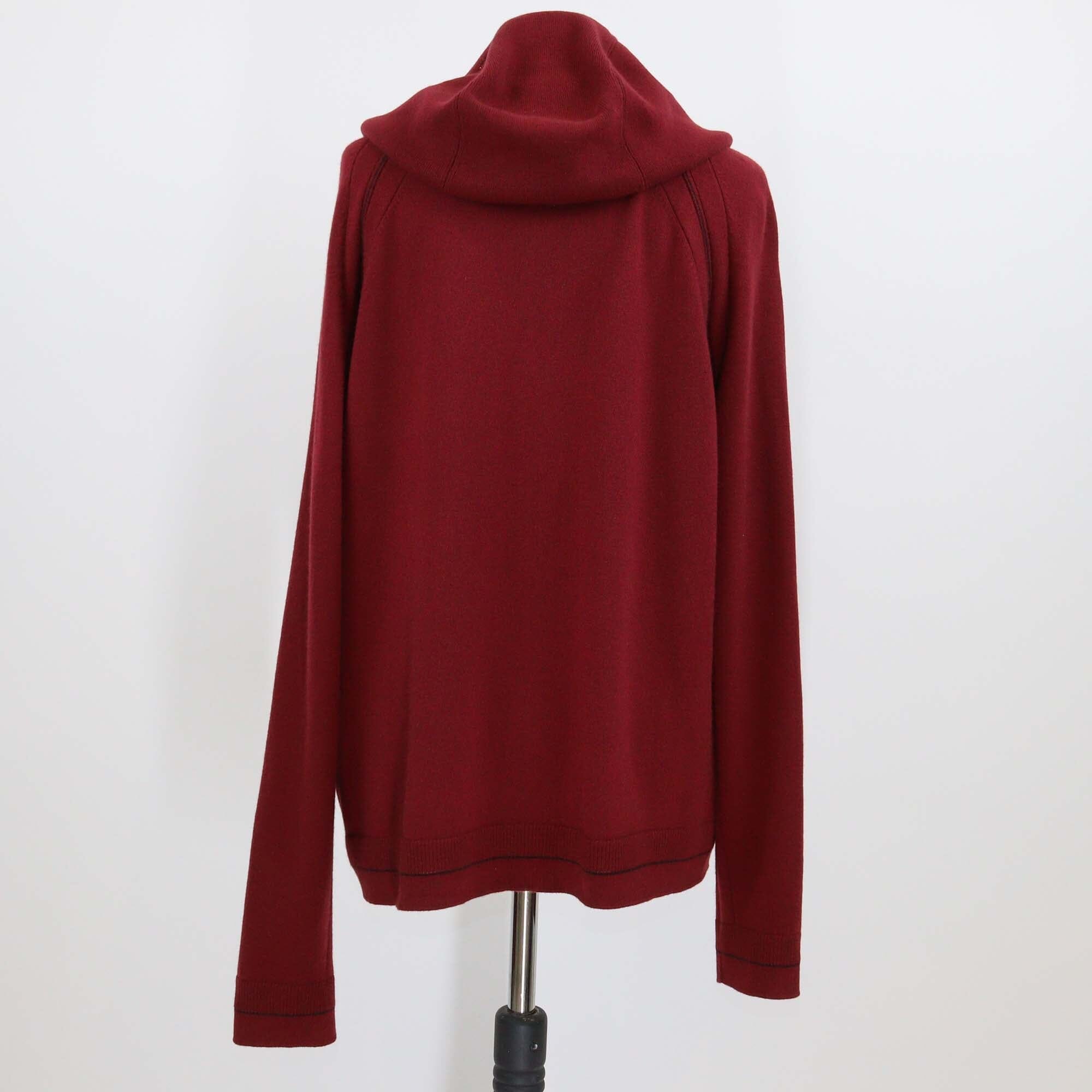 Loro Piana Maroon Baby Cashmere Knit Zip-Up Hoodie Womens Loro Piana