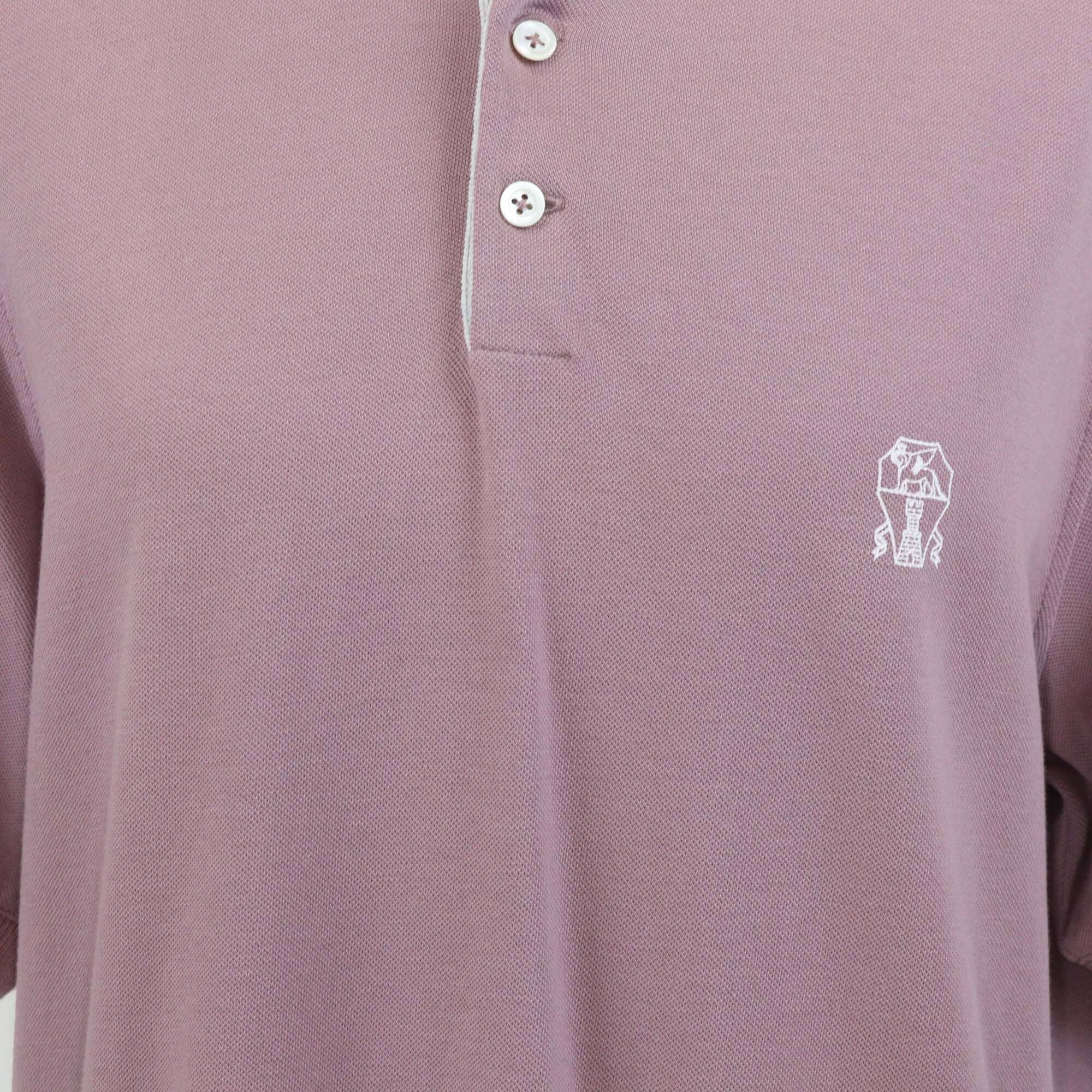 Brunello Cucinelli Old Rose Cotton Short Sleeve Polo Shirt Mens Brunello Cucinelli