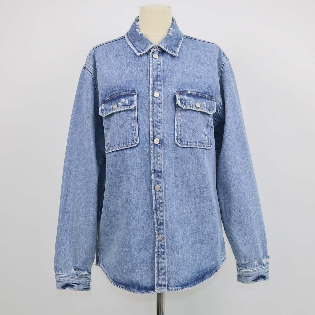 Frame Blue Denim Distressed Jacket