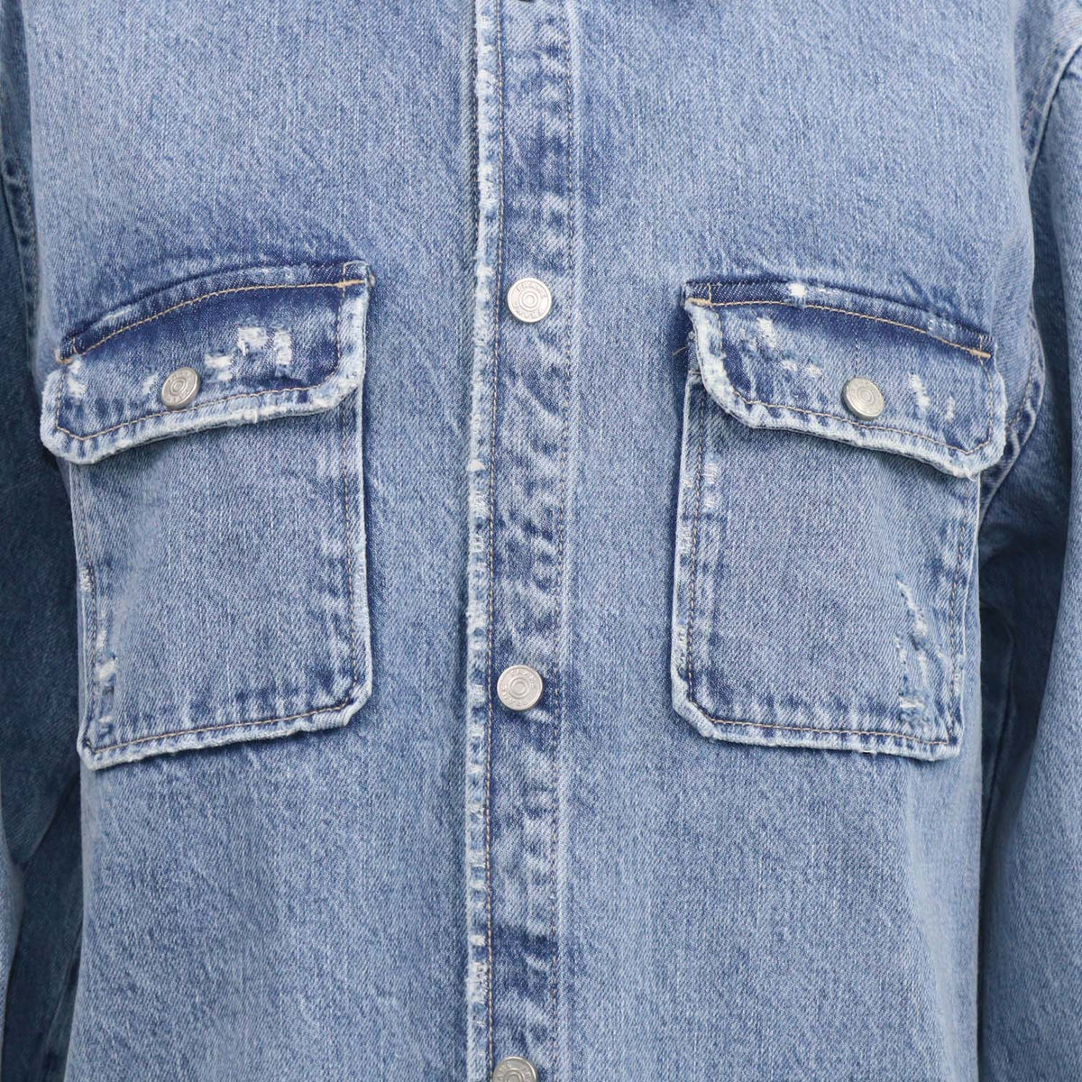 Frame Blue Denim Distressed Jacket