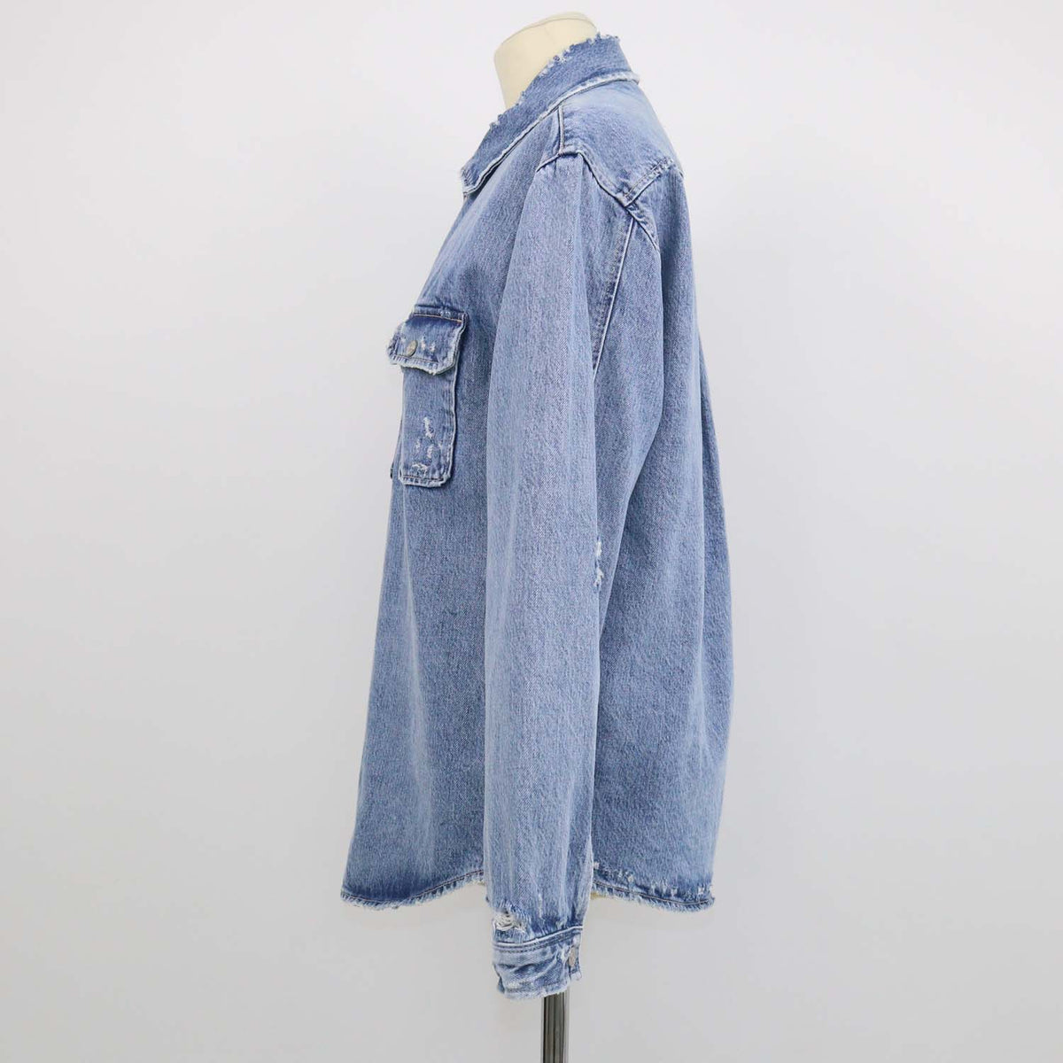 Frame Blue Denim Distressed Jacket
