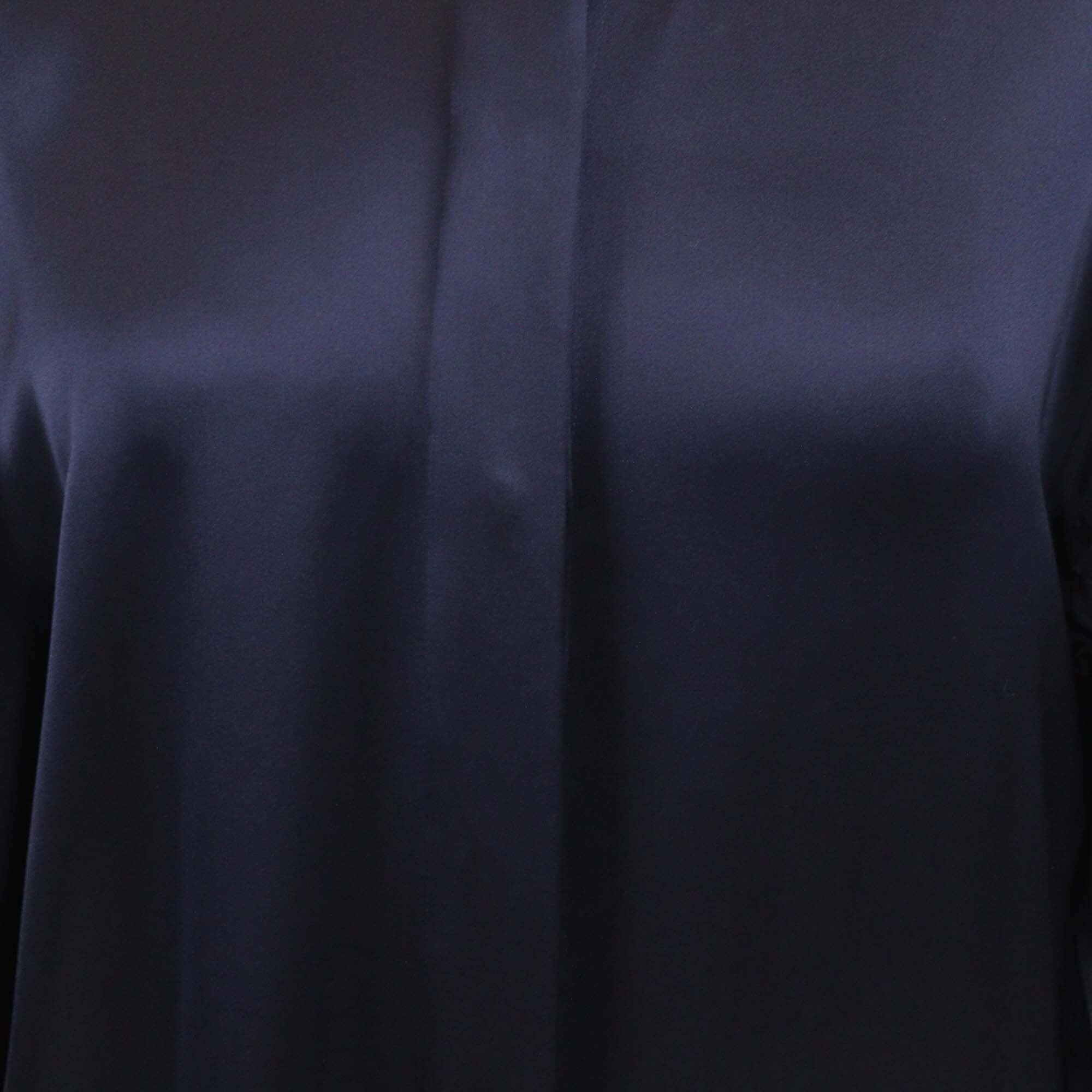 Loewe Dark Blue Shiny Silk Long Sleeve Shirt Womens Loewe