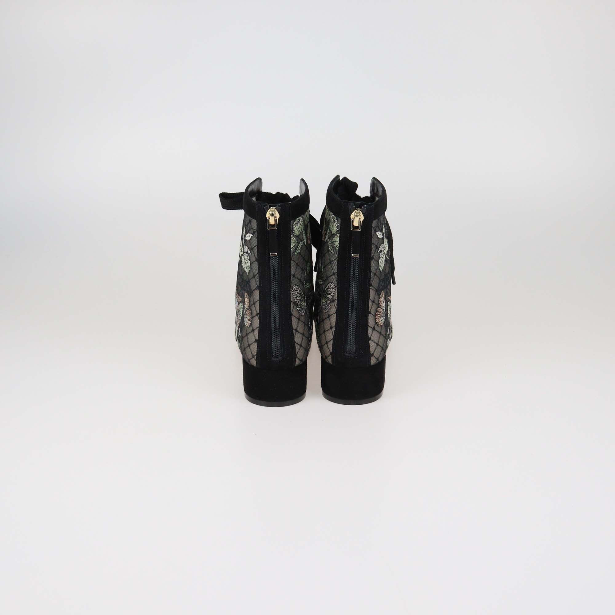 Christian Dior Black Lace and Suede Naughtily D Ankle Boots