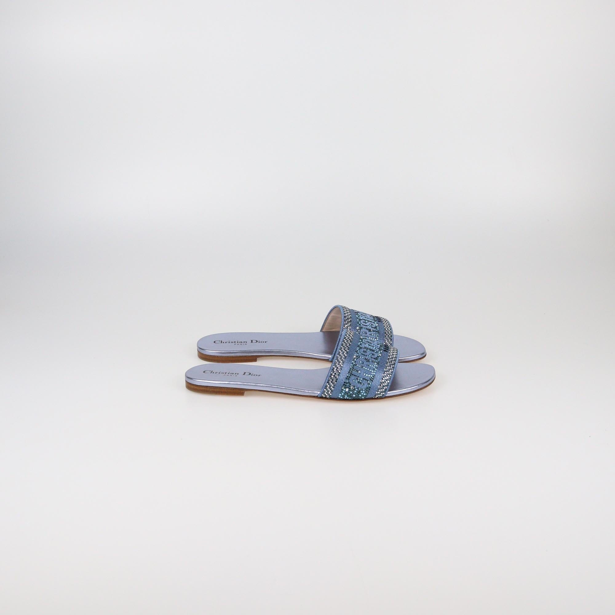 Christian Dior Indigo Meta Dway Flat Slides Womens Christian Dior
