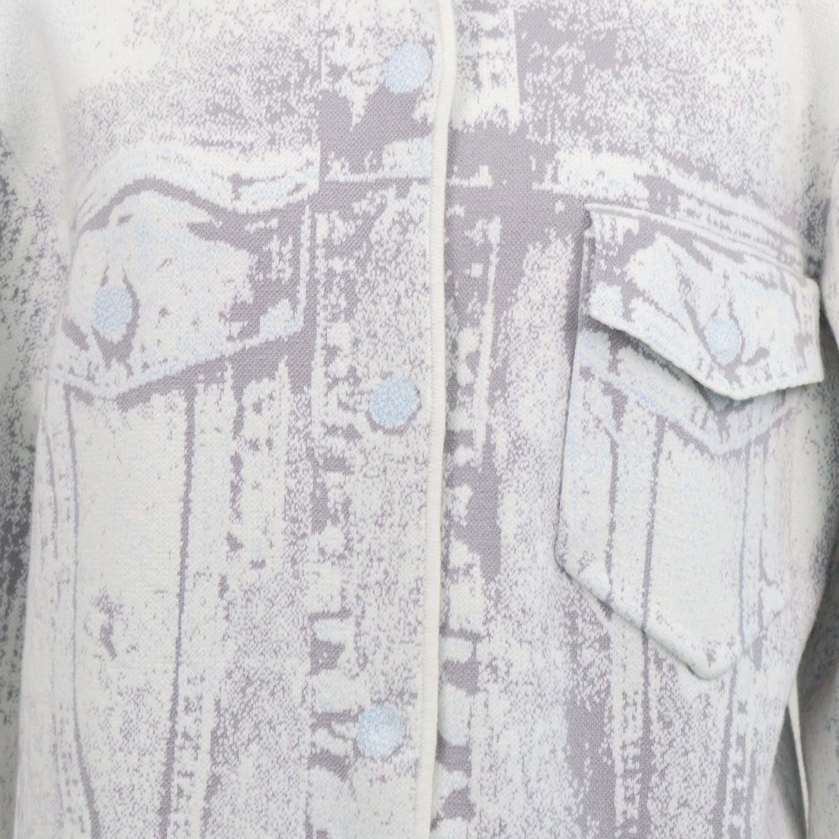 PH5 Grey Blend Cotton Denim Print Oversized Jacket
