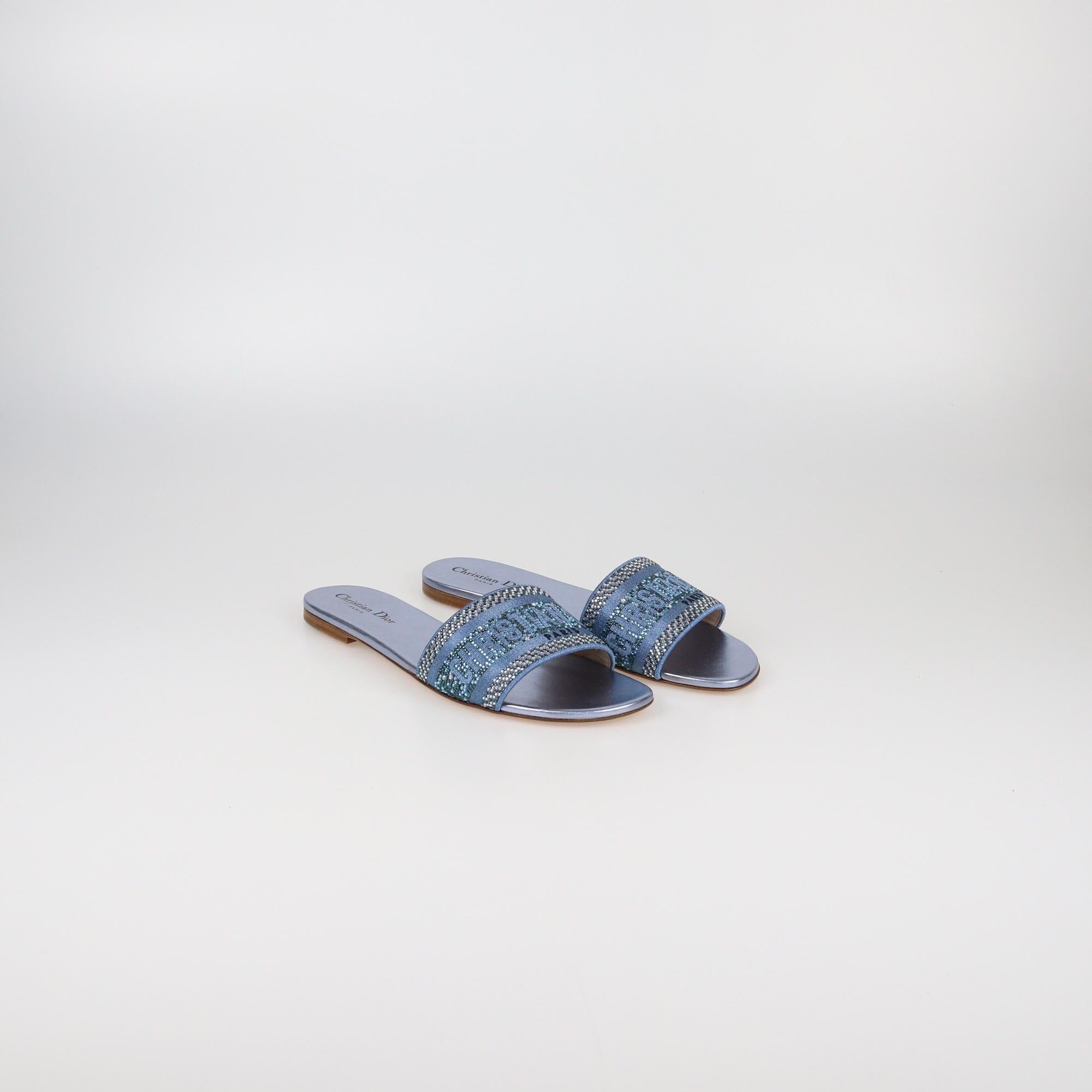 Christian Dior Indigo Meta Dway Flat Slides Womens Christian Dior