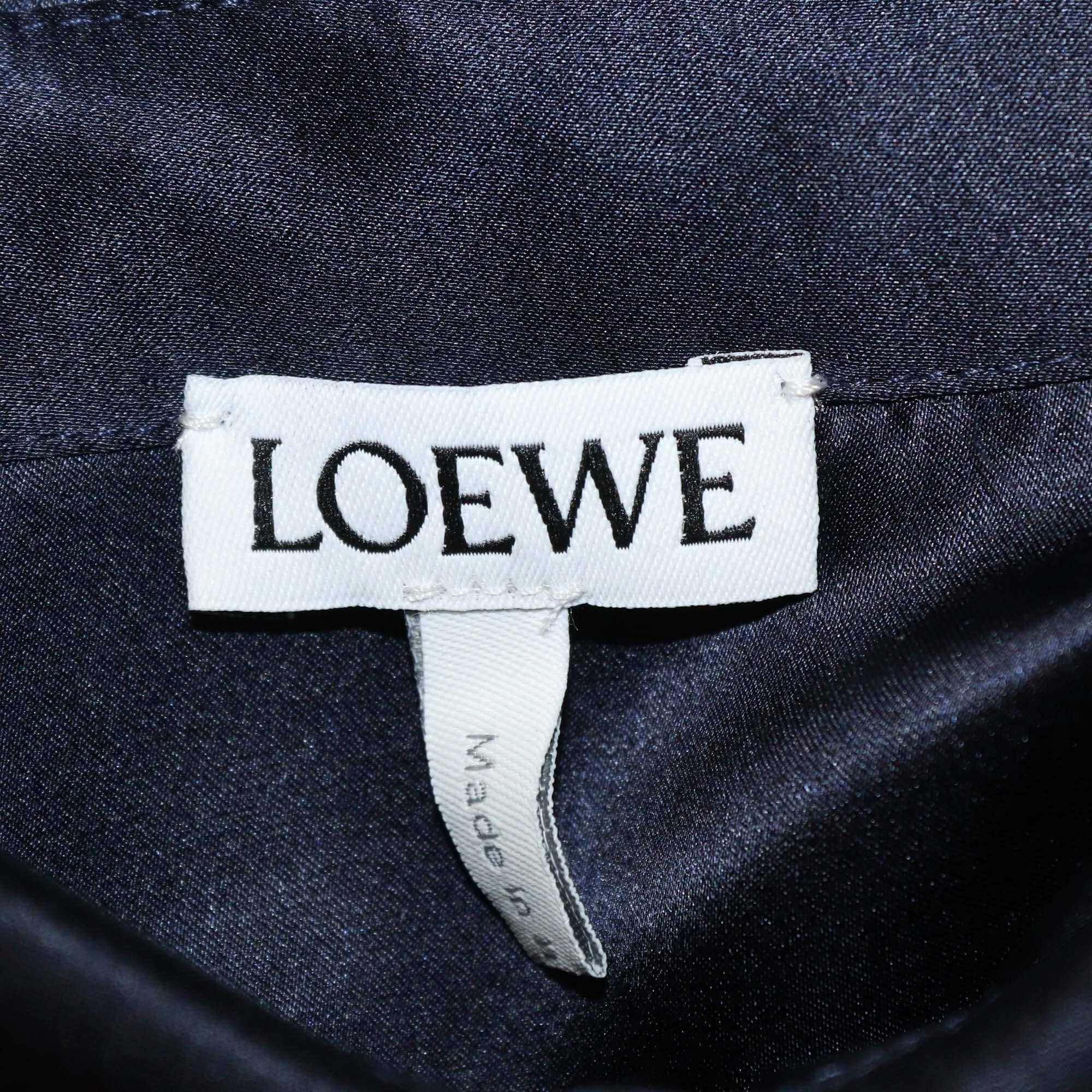 Loewe Dark Blue Shiny Silk Long Sleeve Shirt Womens Loewe