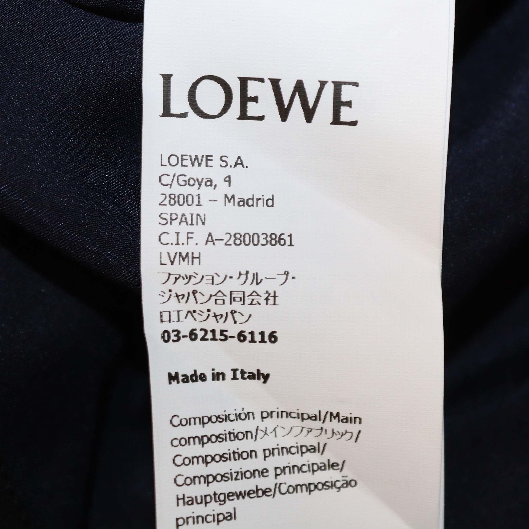 Loewe Dark Blue Shiny Silk Long Sleeve Shirt Womens Loewe