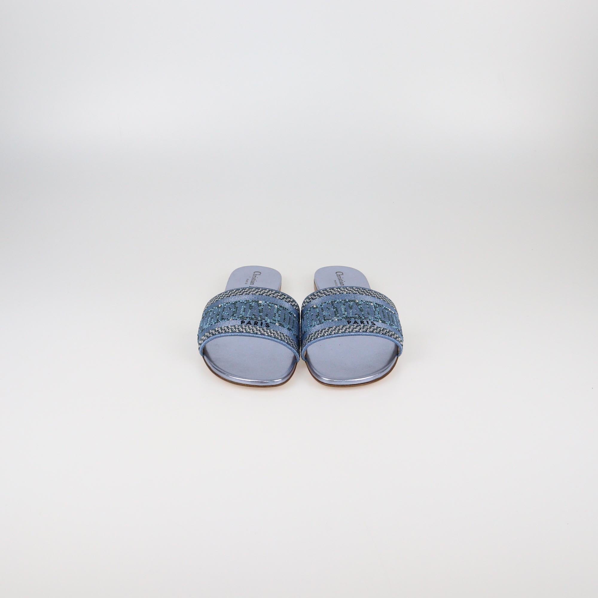 Christian Dior Indigo Meta Dway Flat Slides Womens Christian Dior