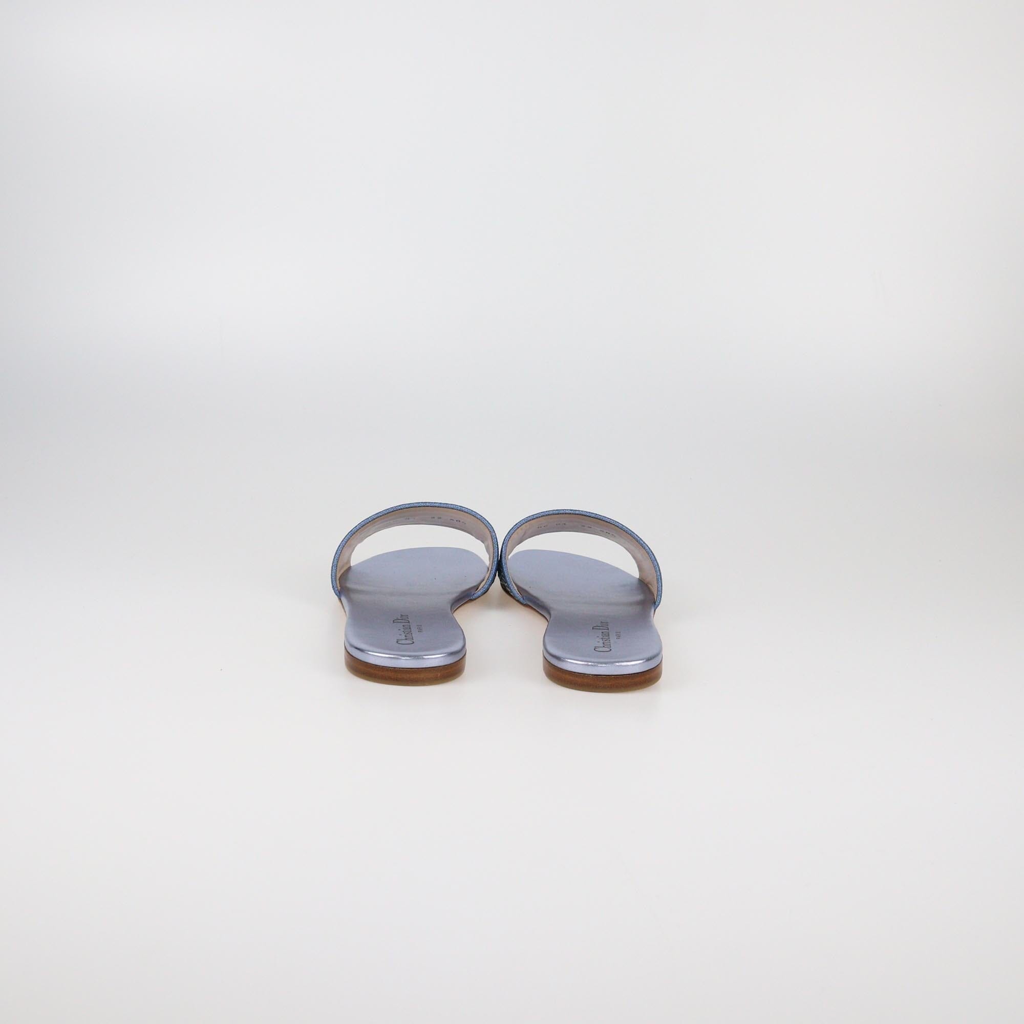 Christian Dior Indigo Meta Dway Flat Slides Womens Christian Dior