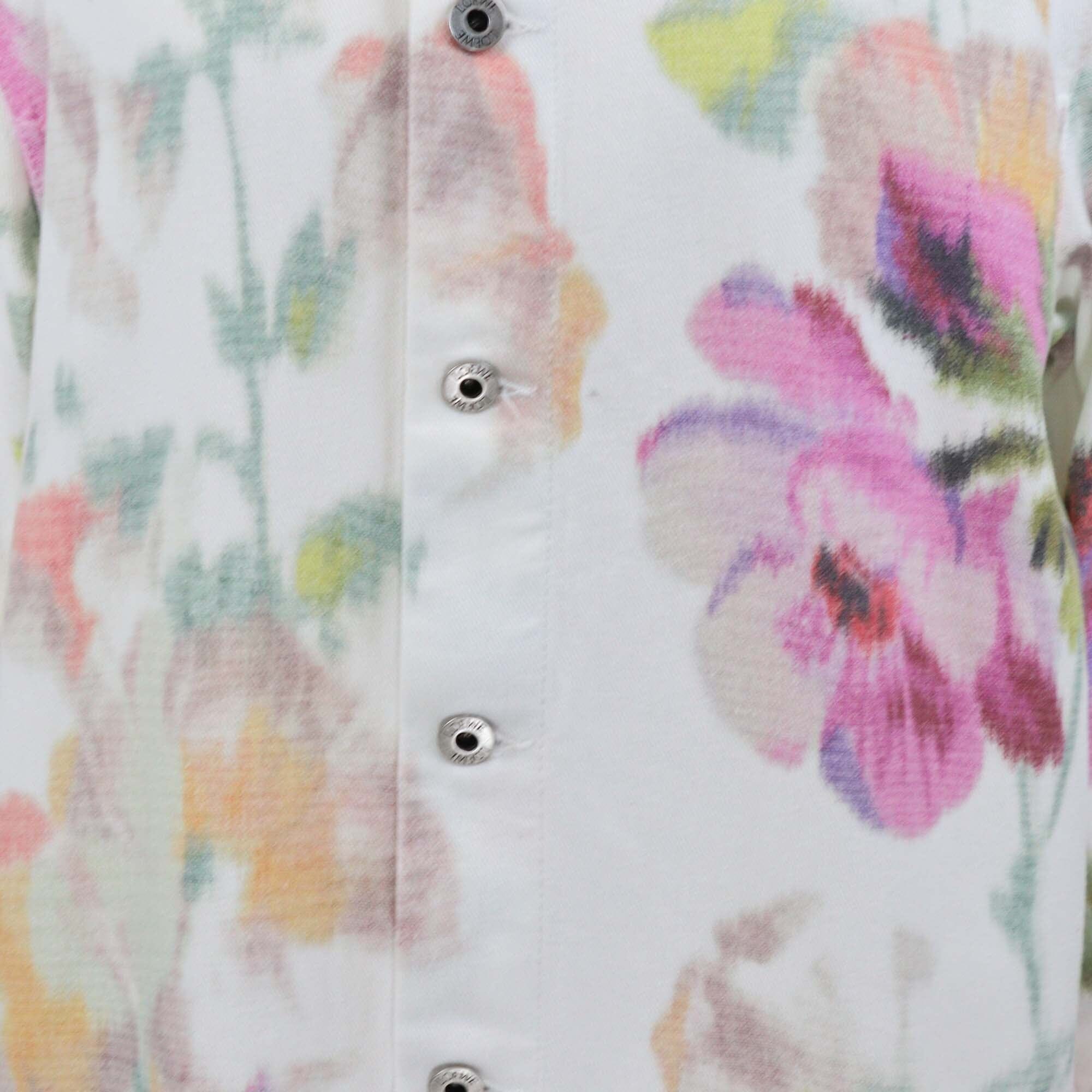 Loewe White Denim Floral Print Long Sleeve Shirt Womens Loewe