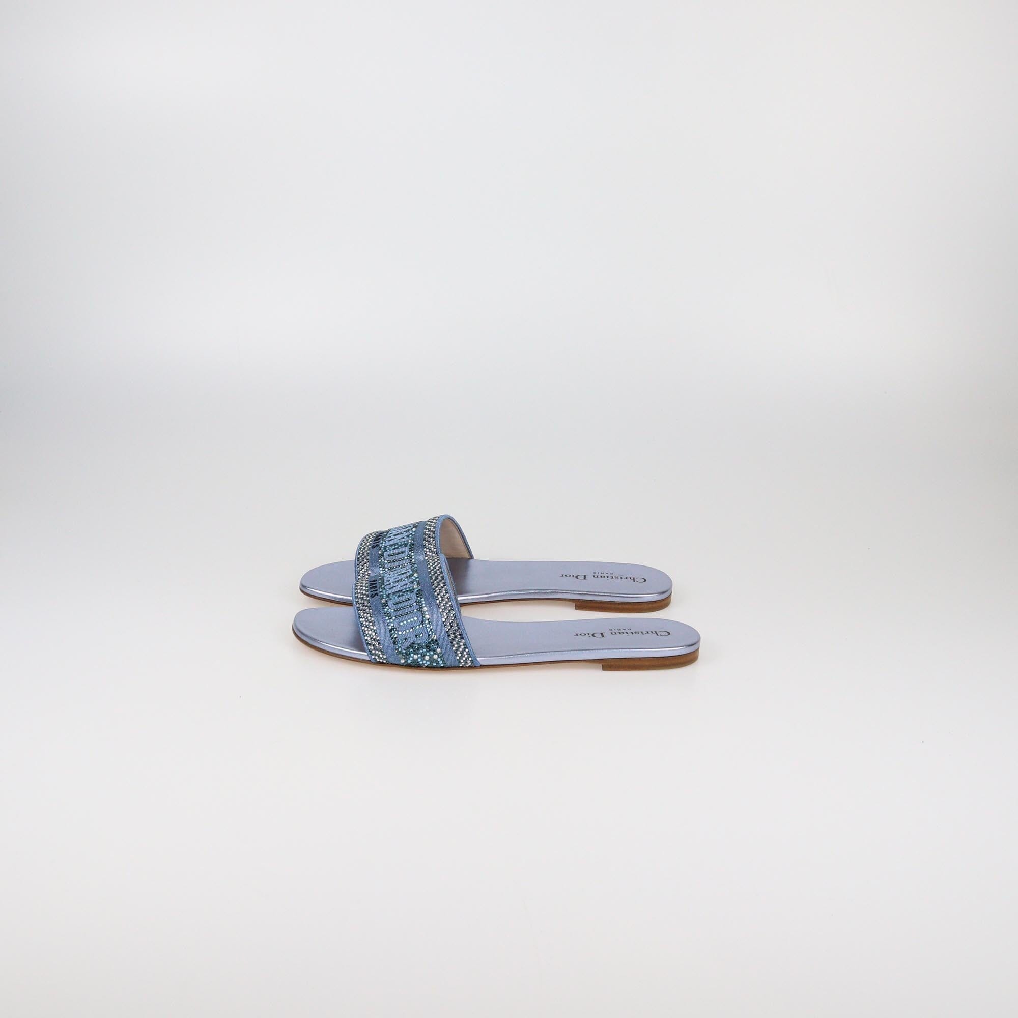 Christian Dior Indigo Meta Dway Flat Slides Womens Christian Dior