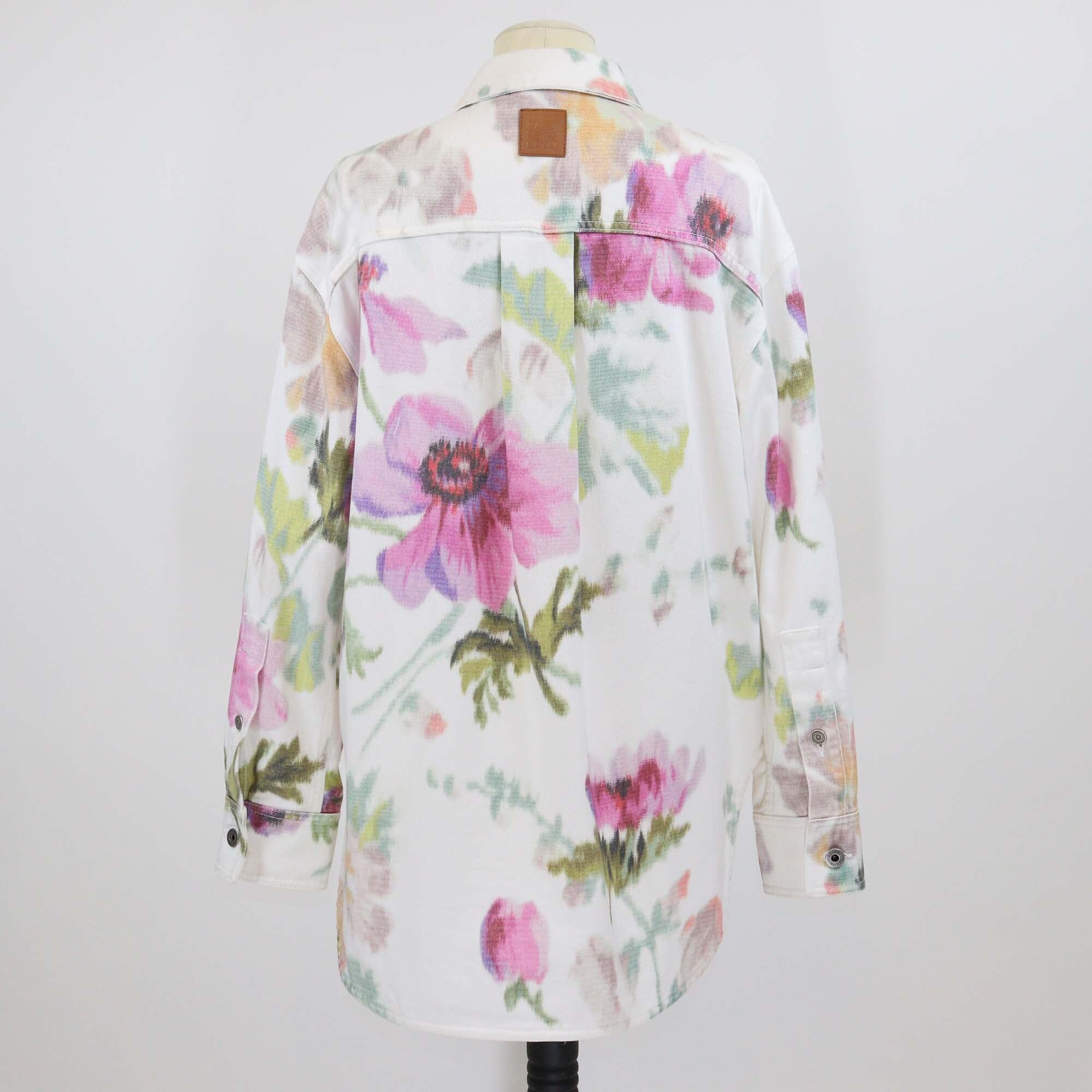 Loewe White Denim Floral Print Long Sleeve Shirt Womens Loewe