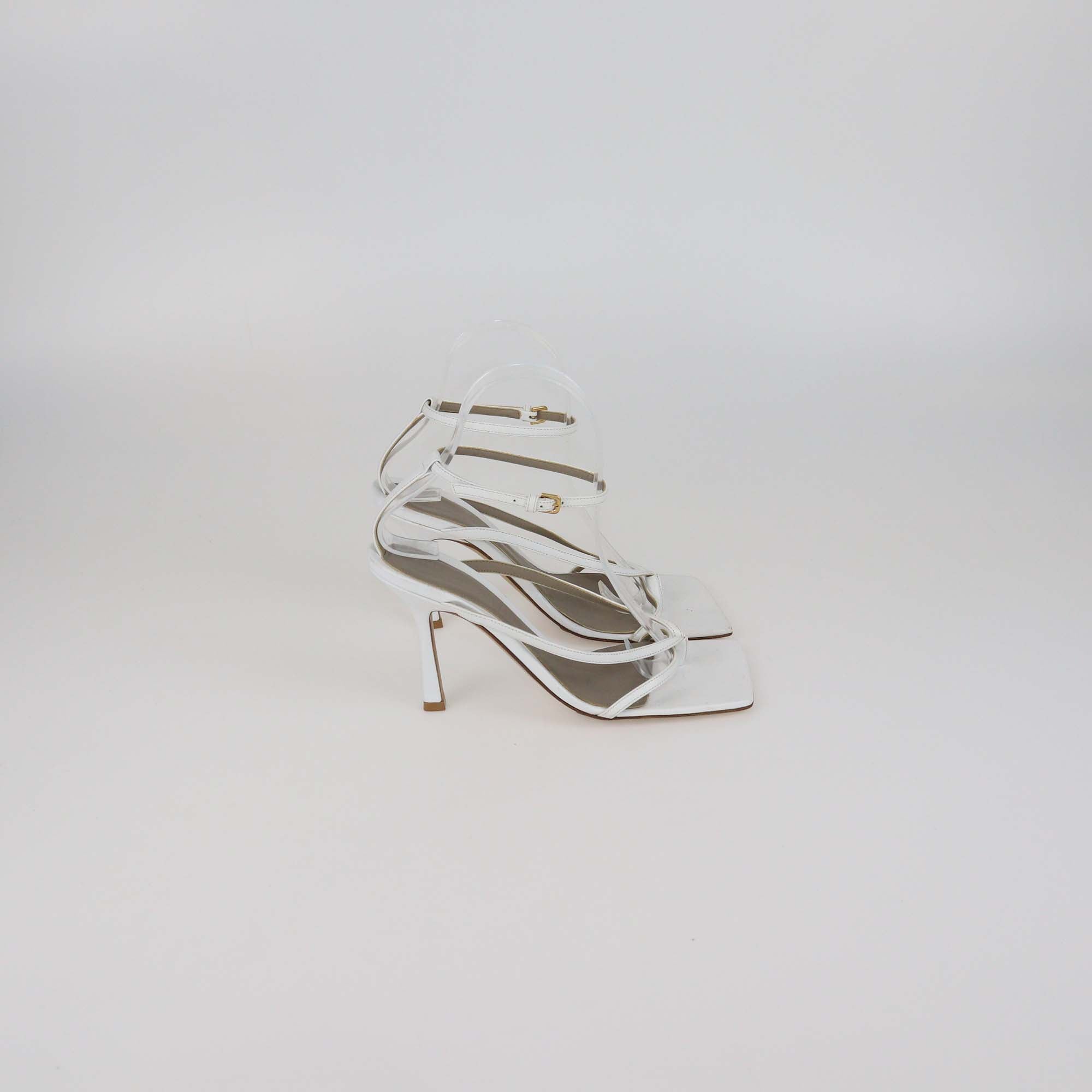 Bottega Veneta White Leather Ankle Strap Sandals