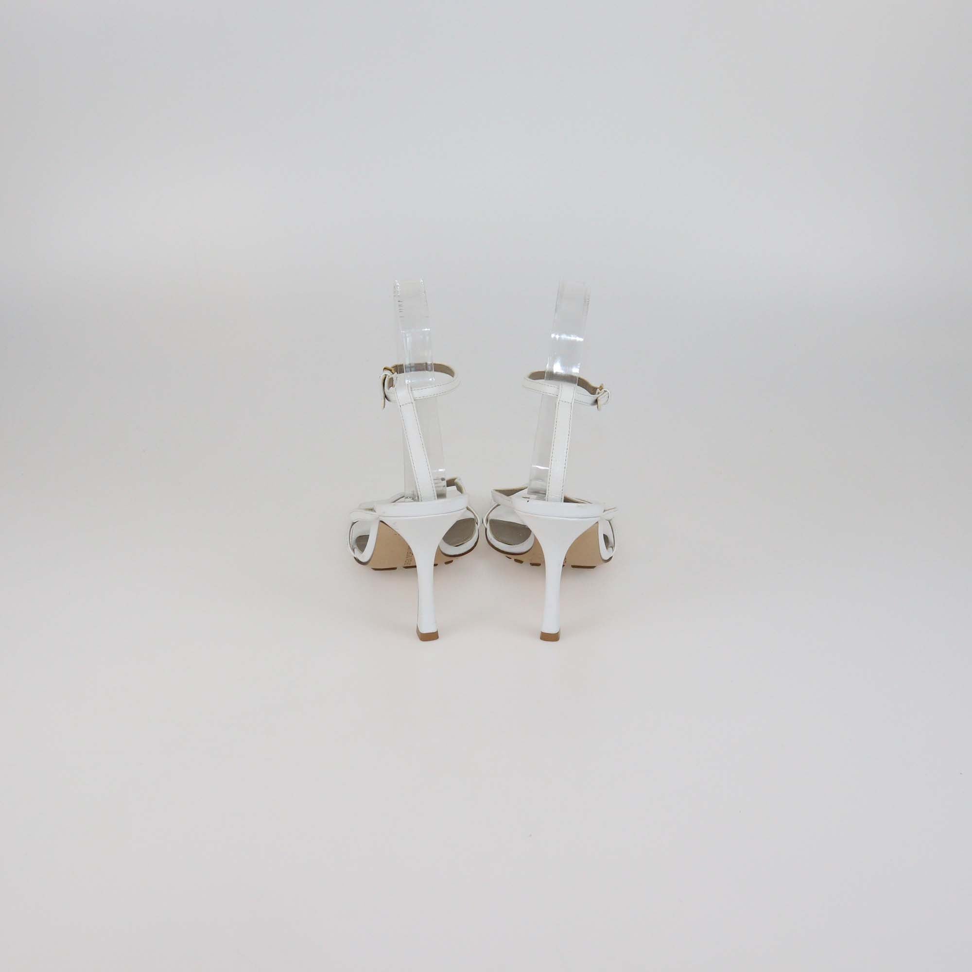 Bottega Veneta White Leather Ankle Strap Sandals