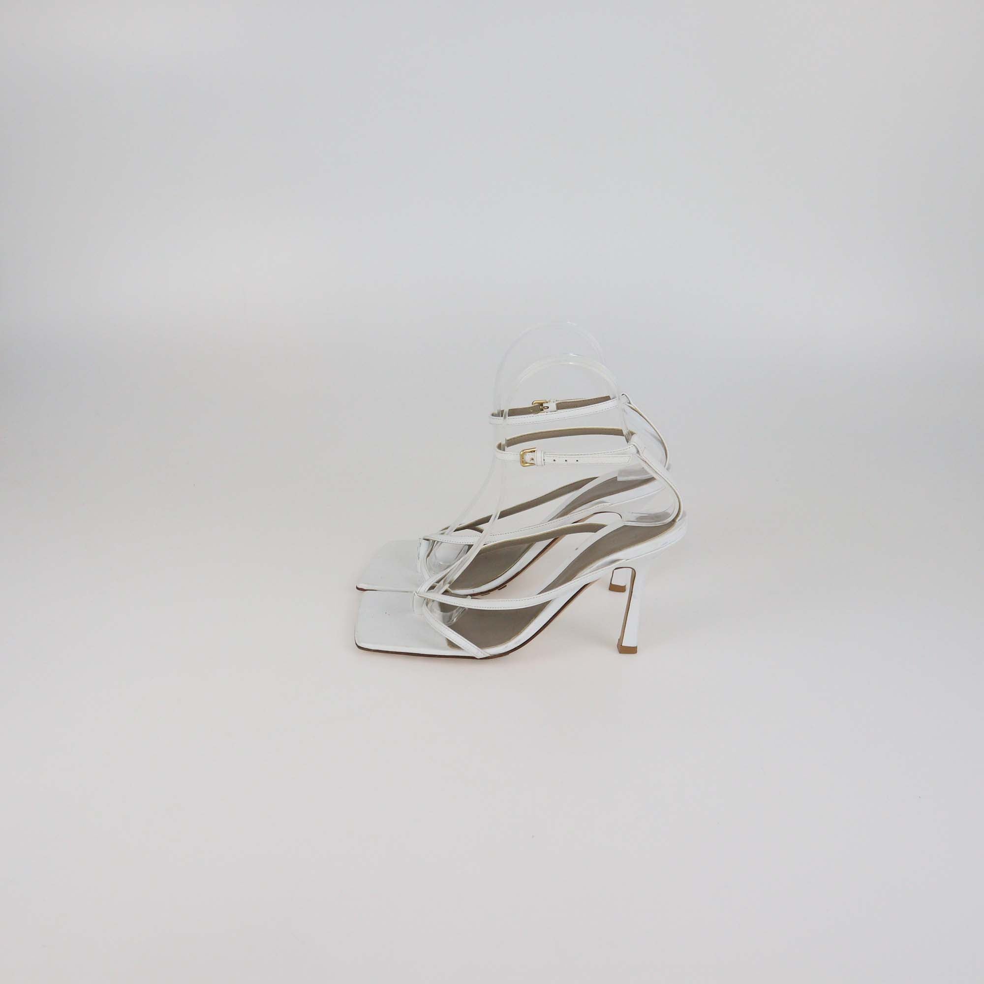Bottega Veneta White Leather Ankle Strap Sandals