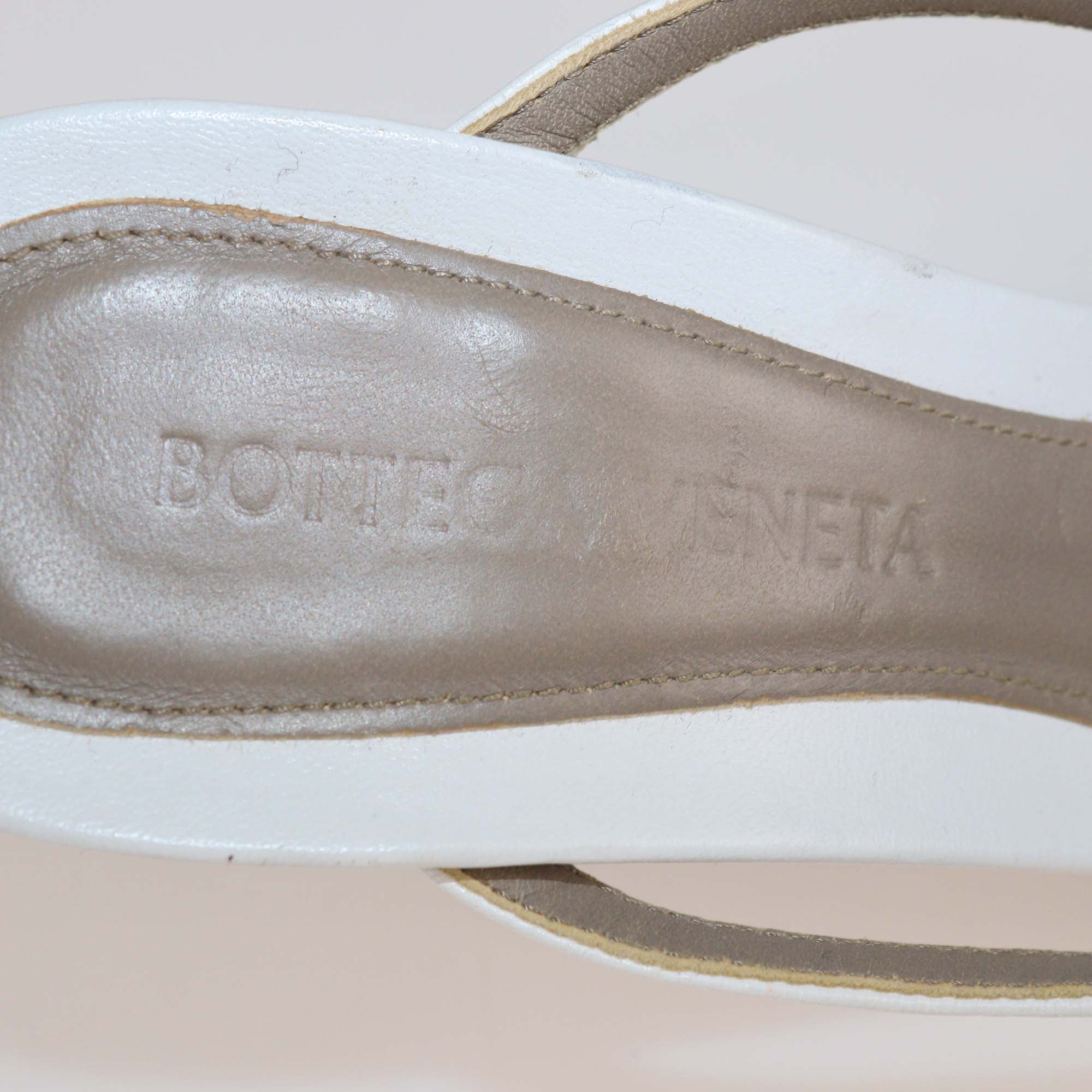 Bottega Veneta White Leather Ankle Strap Sandals