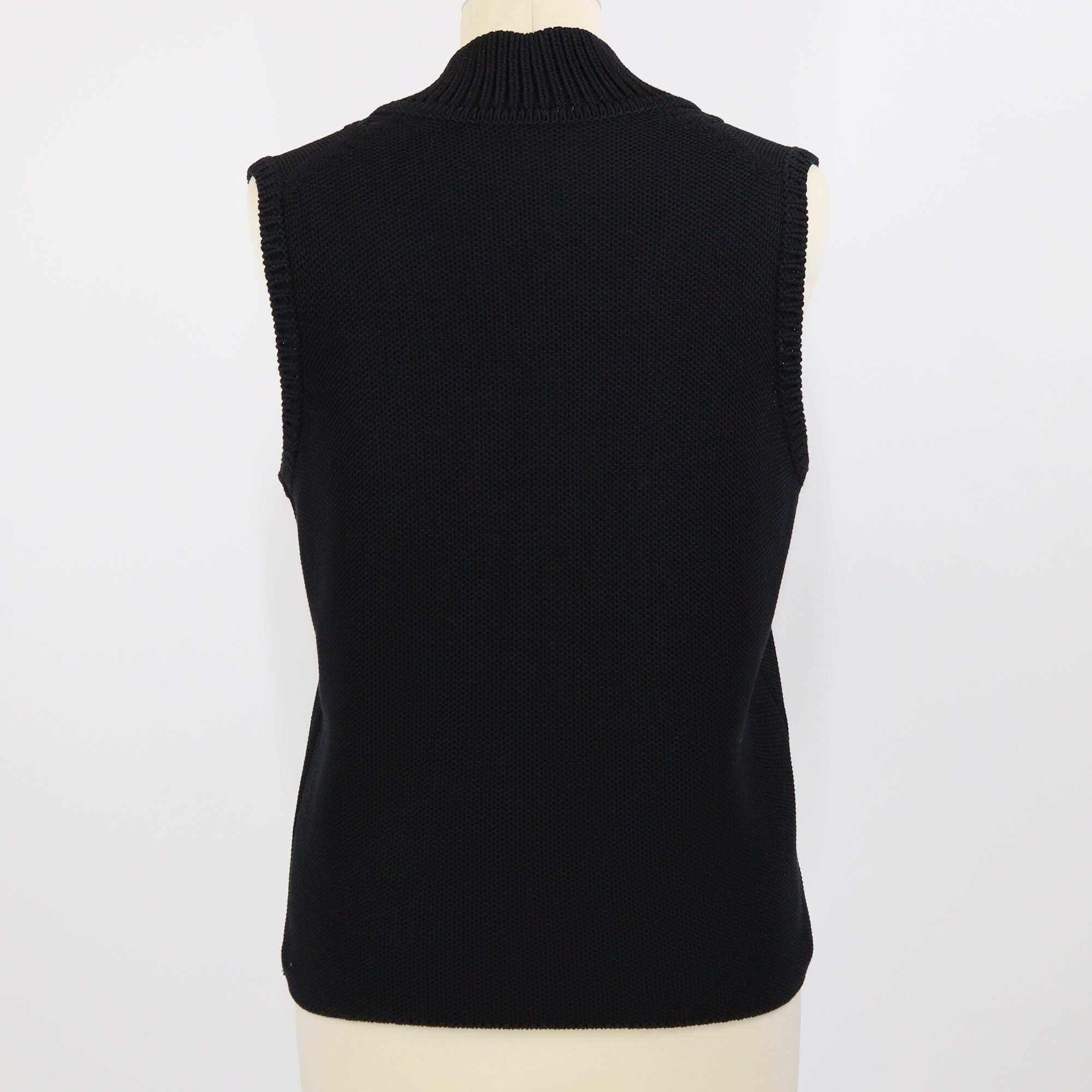 Hermes Black Cotton Knit Sleeveless Top Womens Hermes