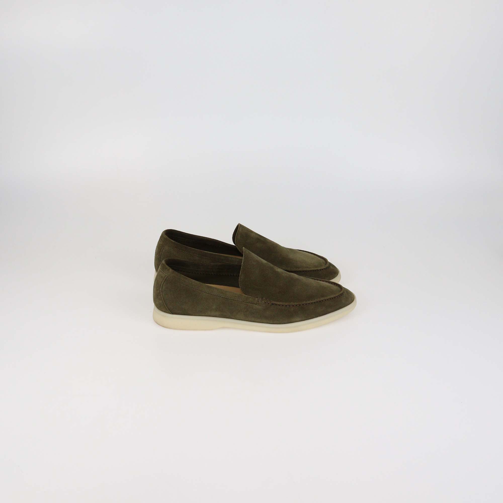 Loro Piana Olive Green Suede Summer Walk Loafers