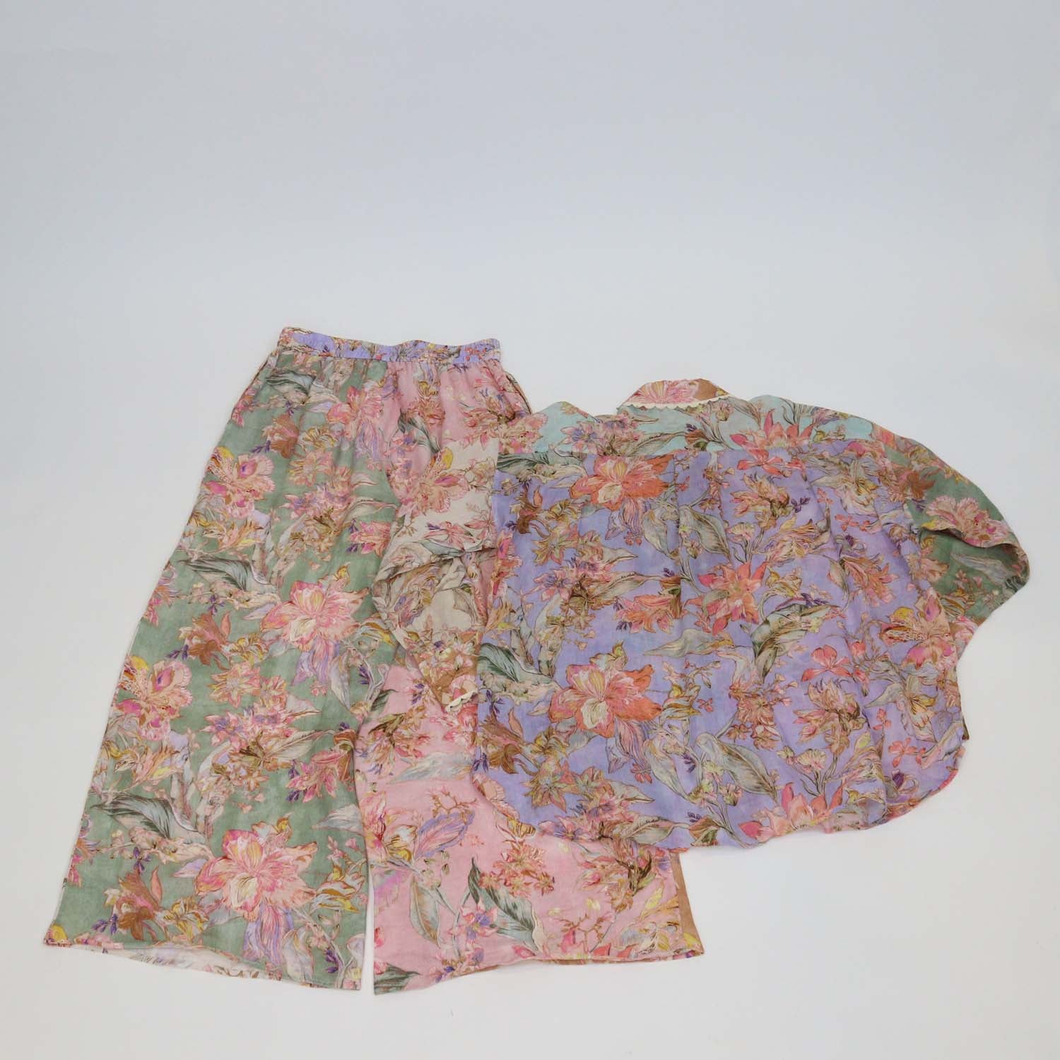 Zimmermann Multicolor Ramie Cira Floral Print Shirt & Trouser