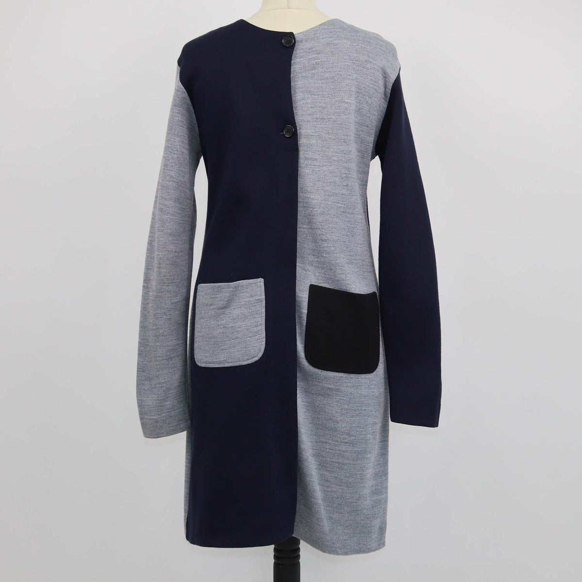 Marni Tricolor Blend Fabric Colorblock Long Sleeve Dress