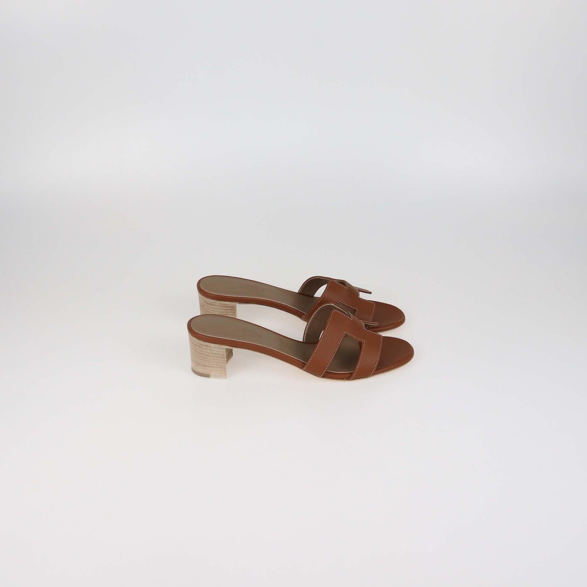Hermes Gold Leather Oasis Sandals